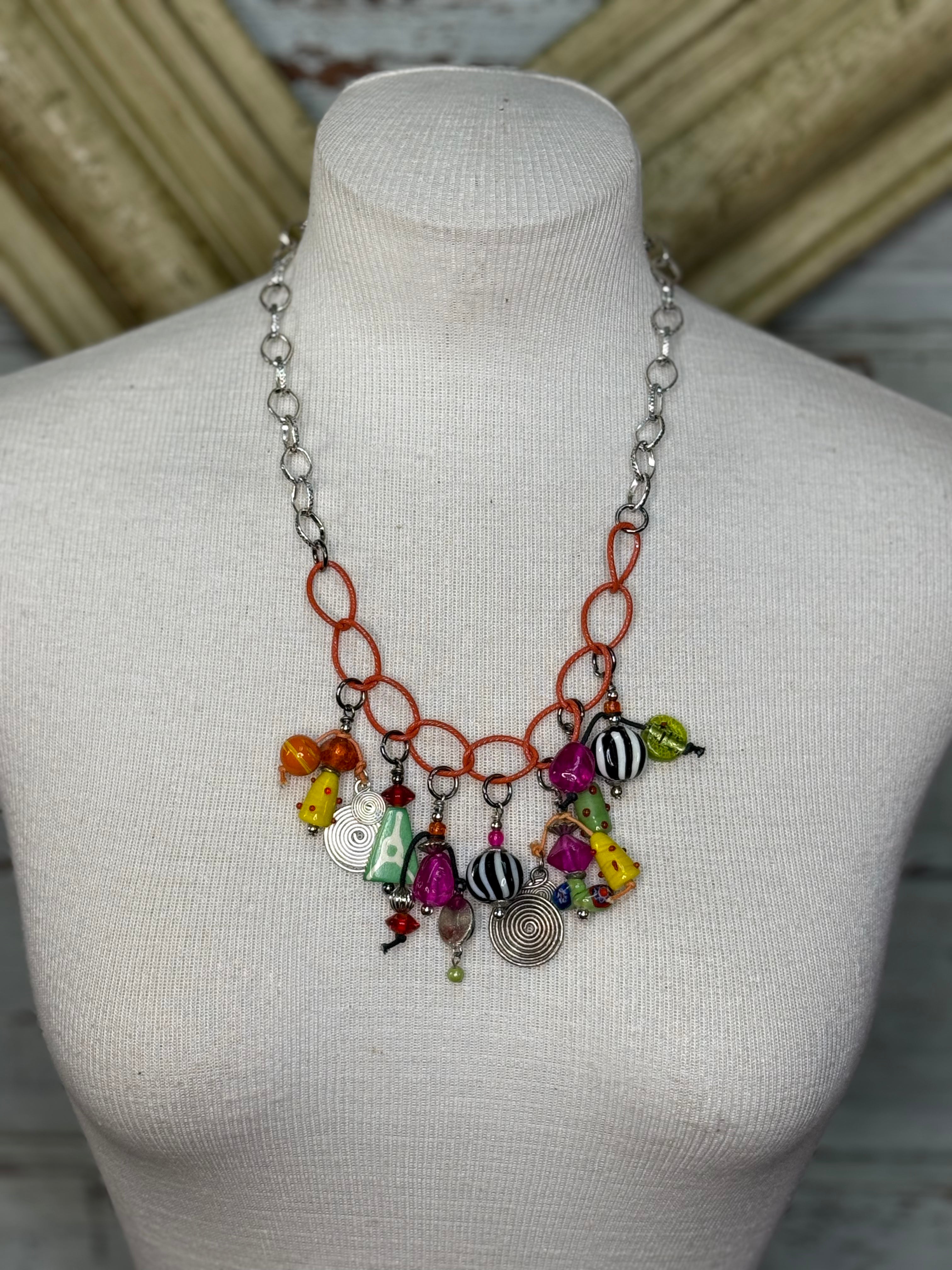 Lost and found Multi color charm necklace