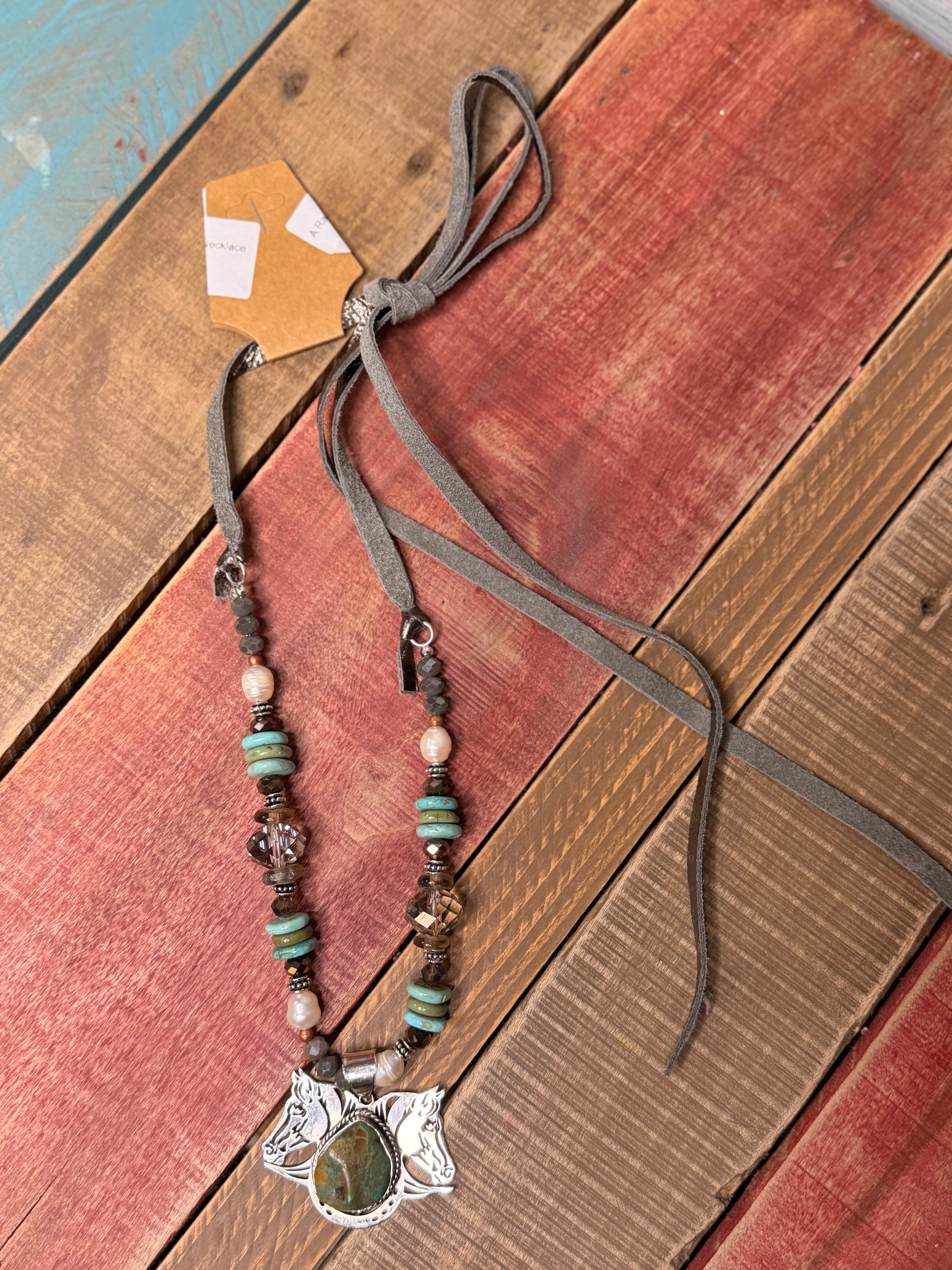 A Rare Bird Turq Horse Head Necklace