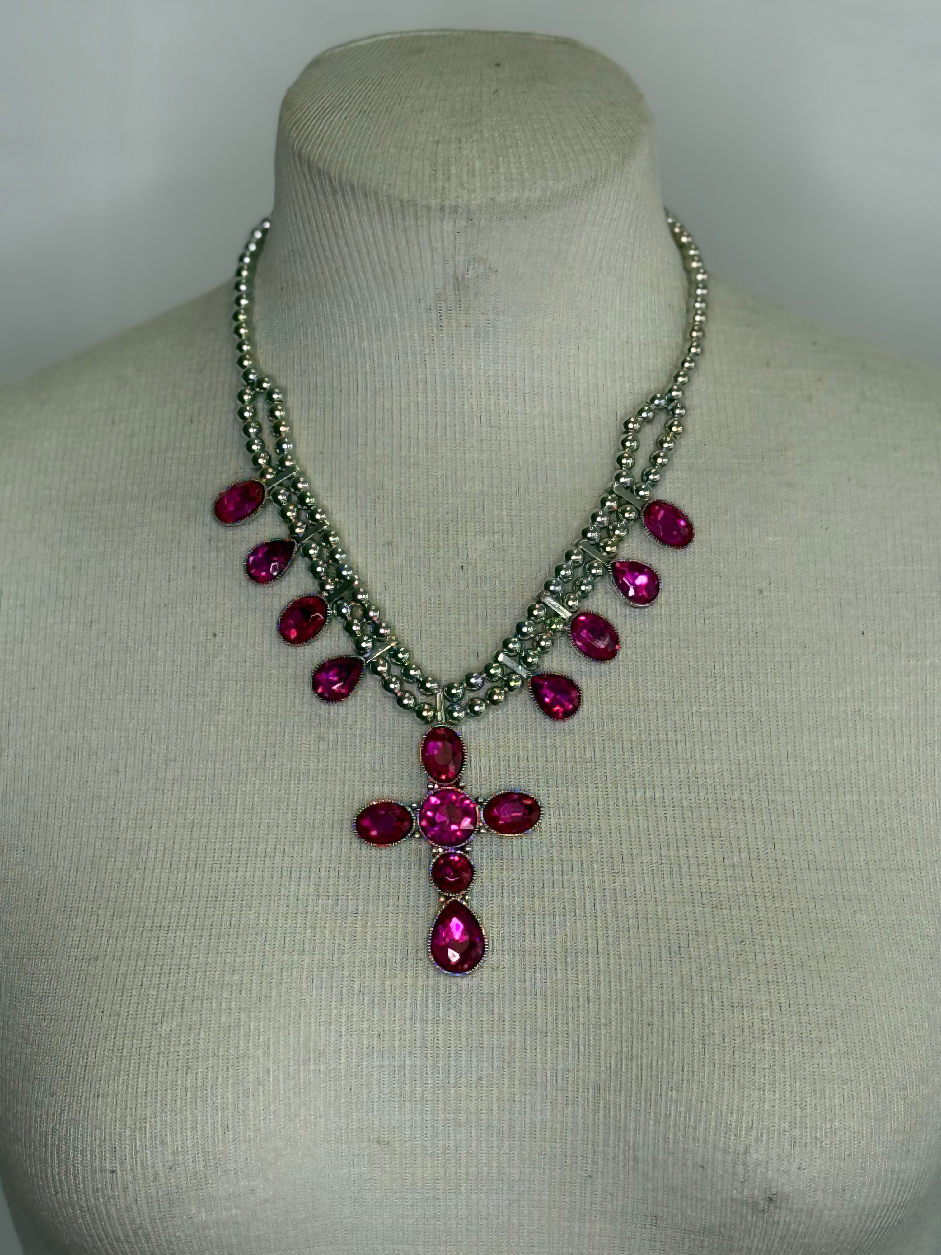 Emma Pink Cross Necklace