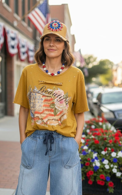 Alice red white and blue mustard Cap