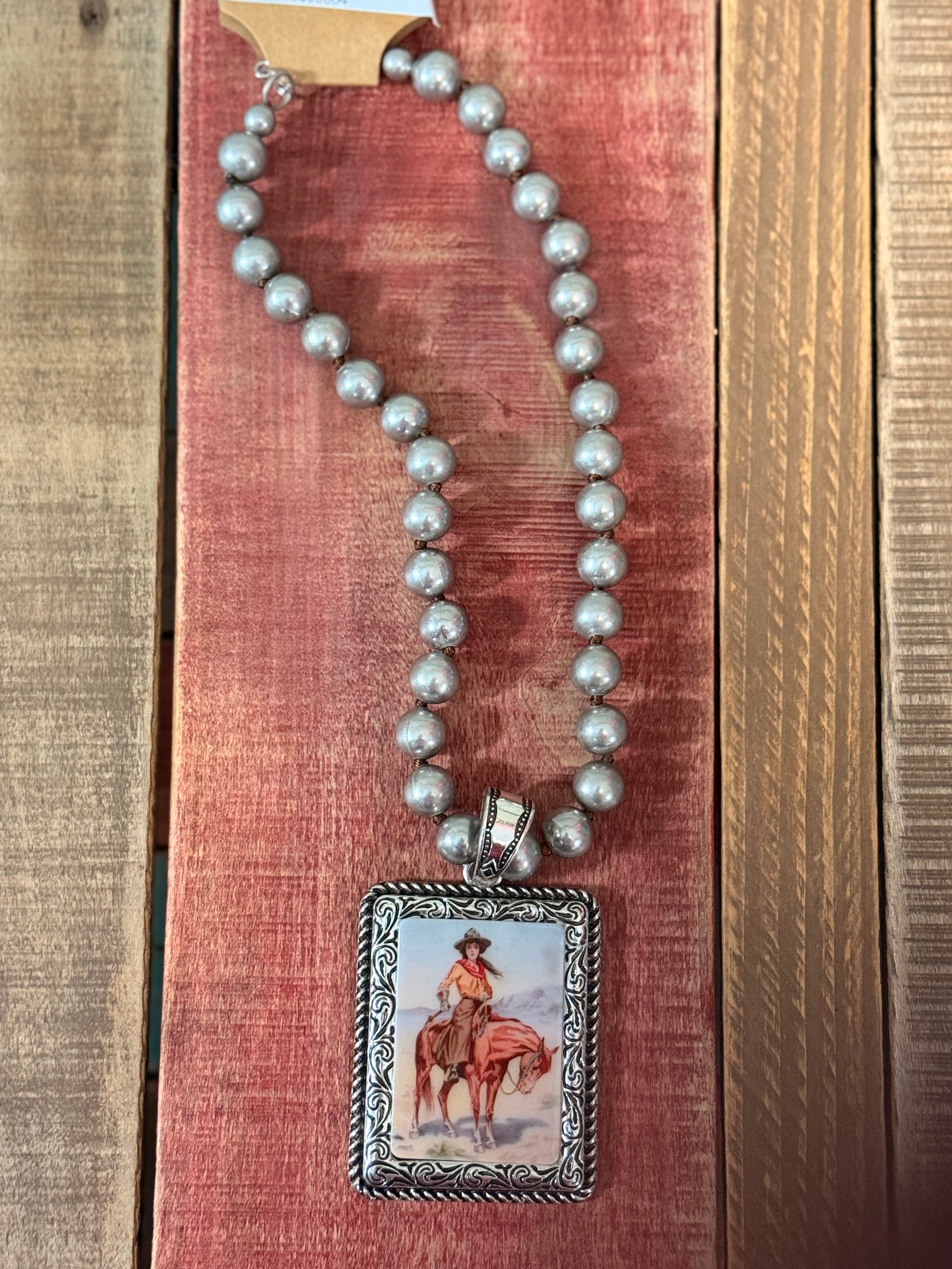 Cowgirl Picture Necklace