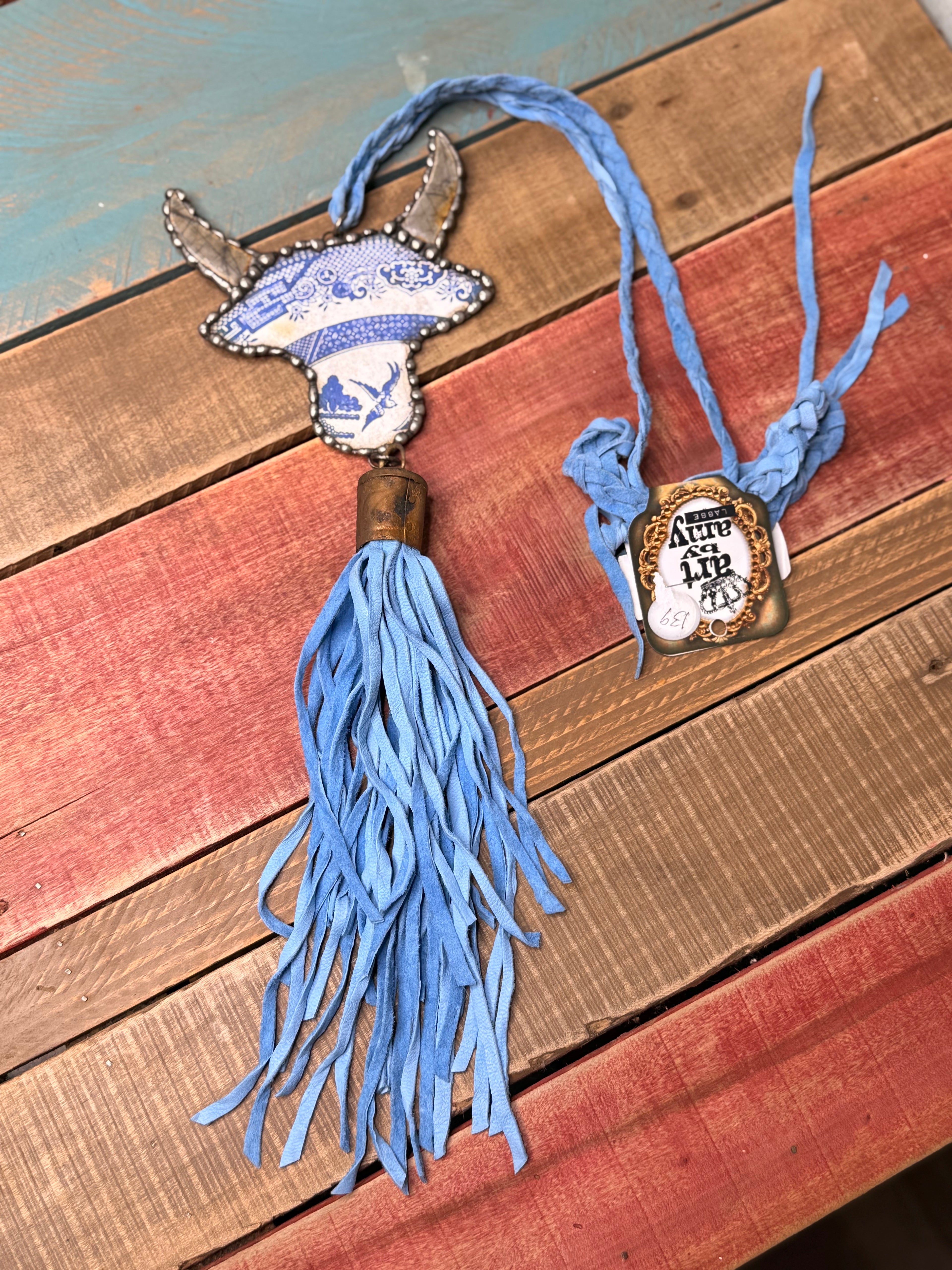 Art by Amy Blue Cow Necklace