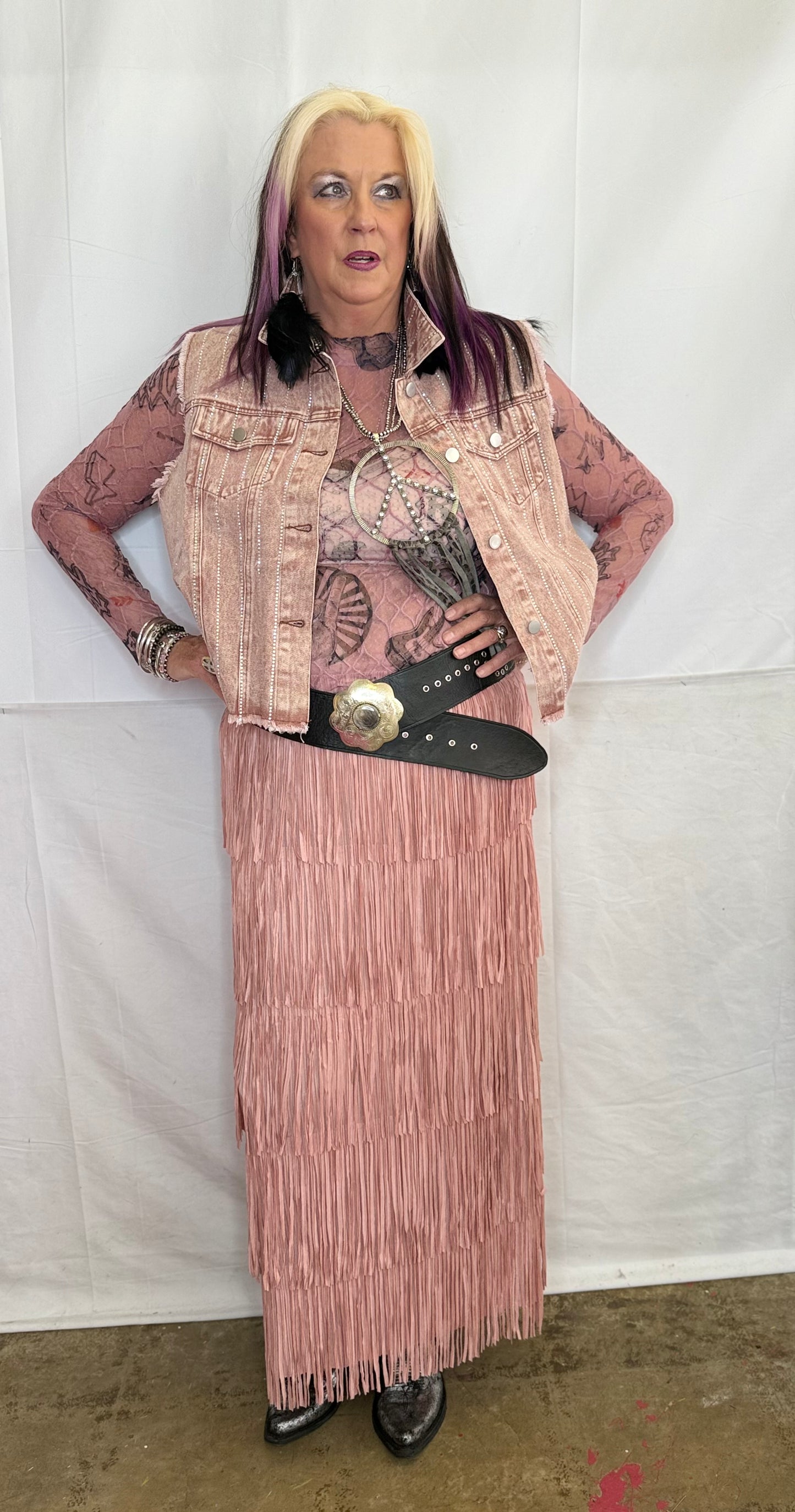 Origami Layered Fringe Tiered Skirt