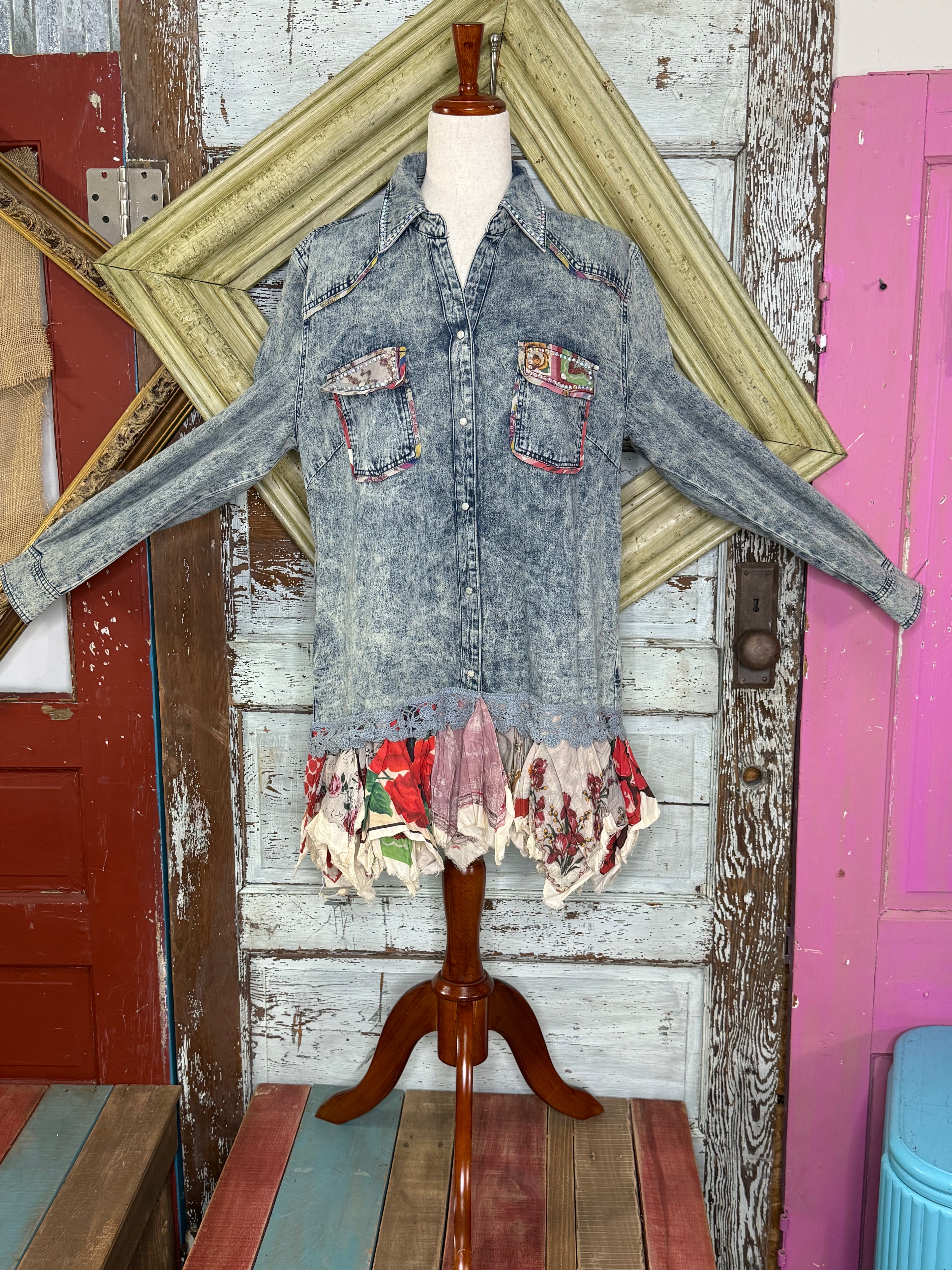 A Rare Bird Denim Hanky Snap Front Top