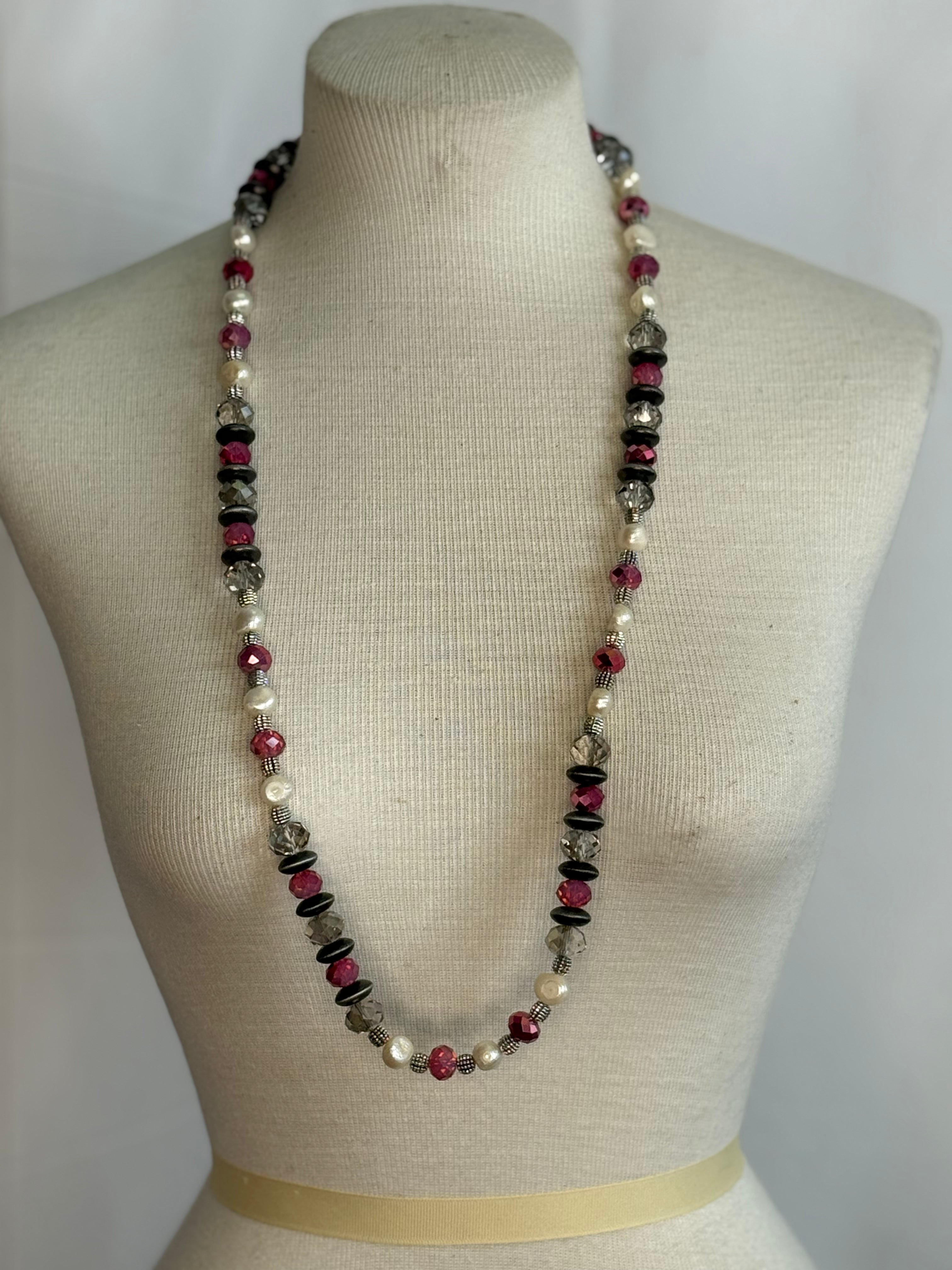 A Rare Bird Pink Pearl Silver Necklace