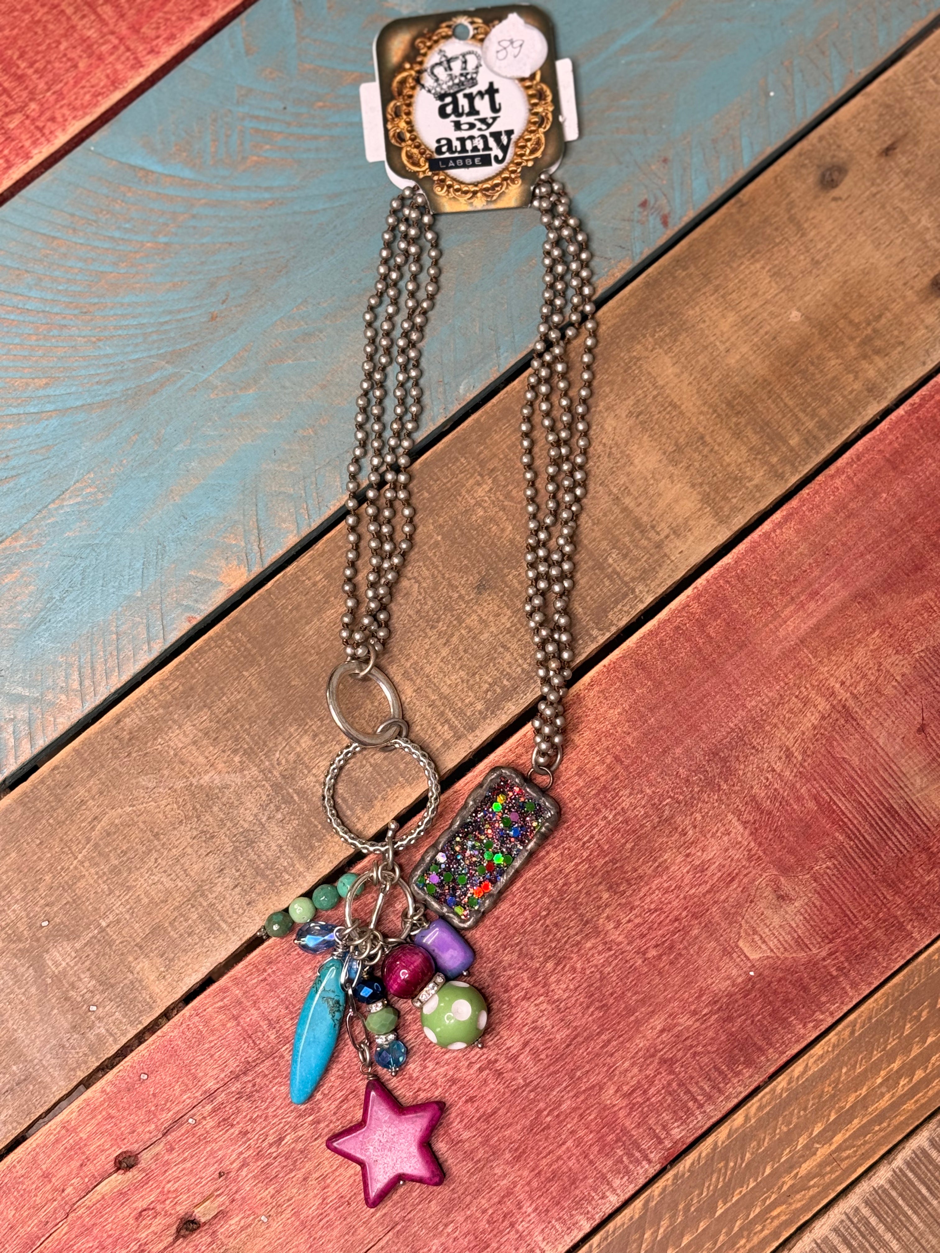 Art By Amy Multi Color Domino Necklace