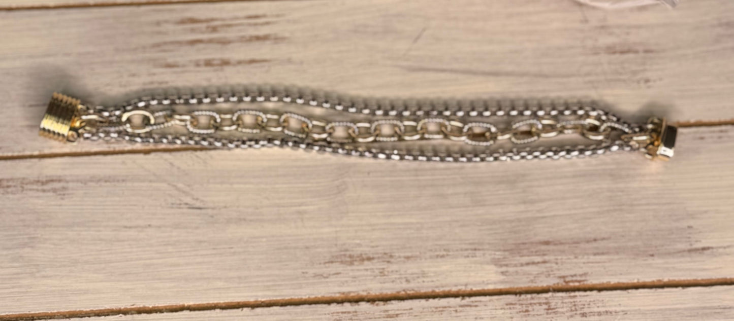 Multi Strand Mixed Metal Bracelet