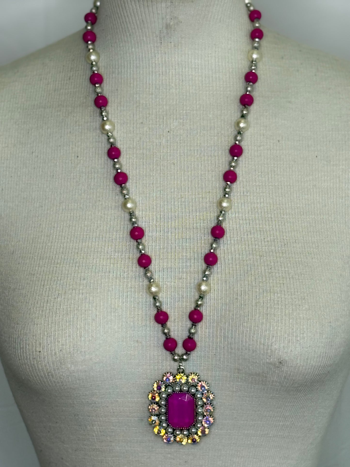 Emma Pink Pearl Bead Necklace