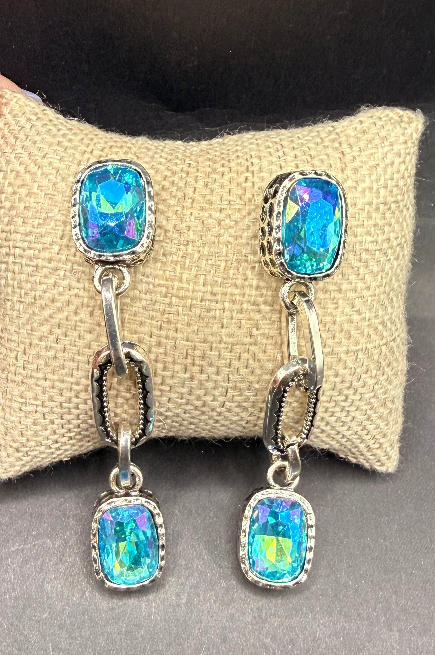 Crystal & Silver Dangling Earrings