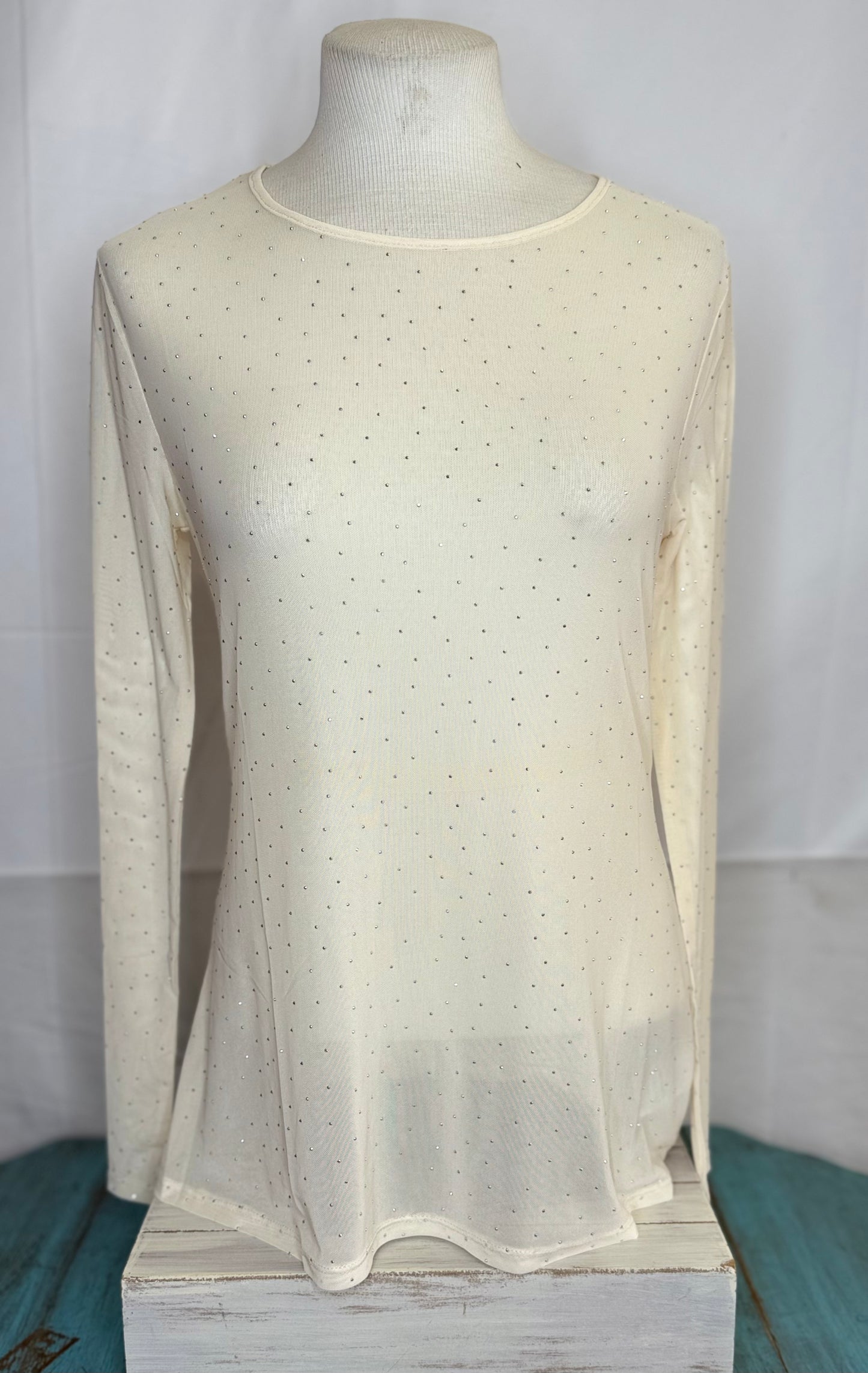 Origami Long Sleeved Mesh Sparkly Top