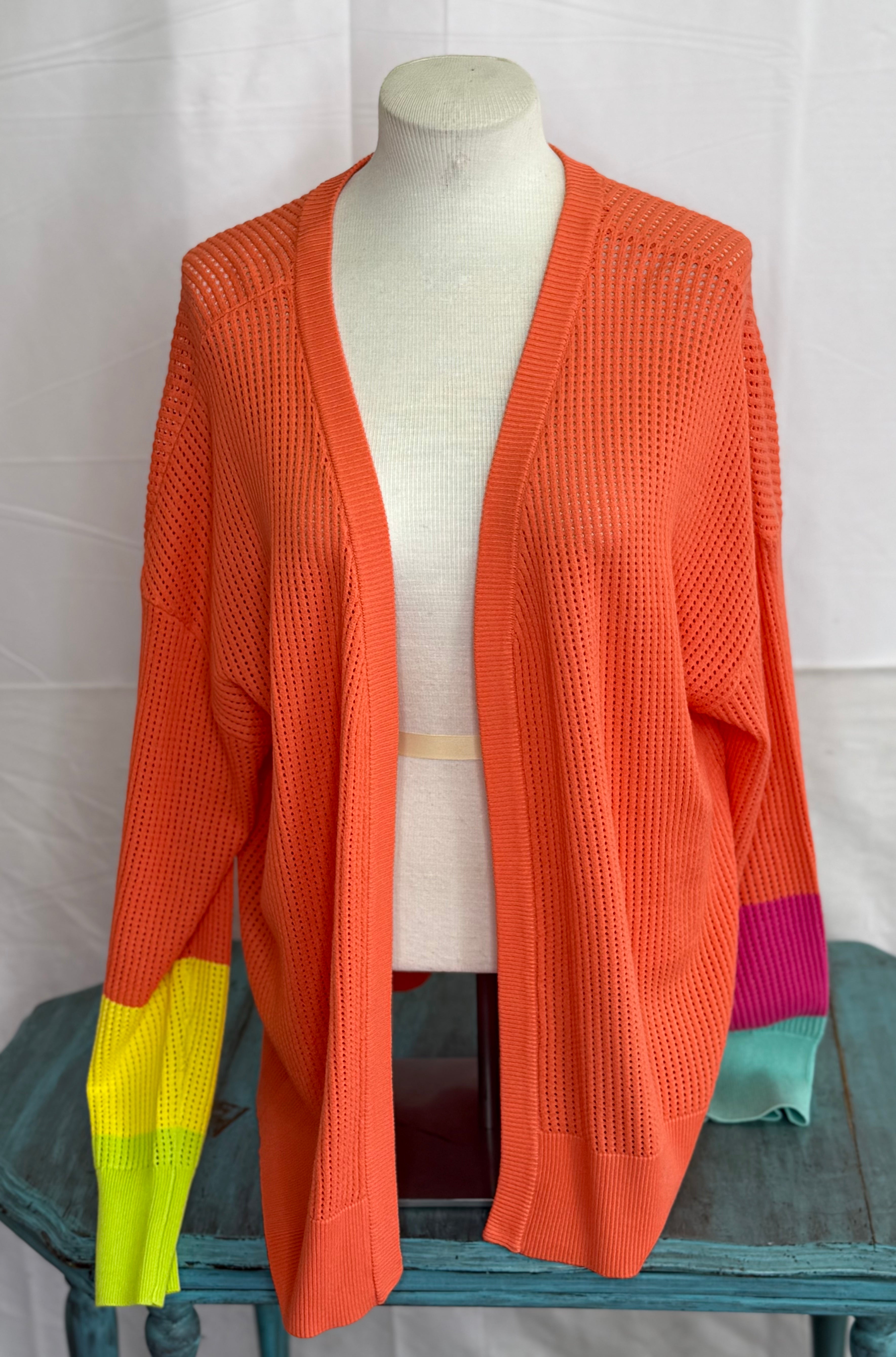 Tangerine open knit cardigan