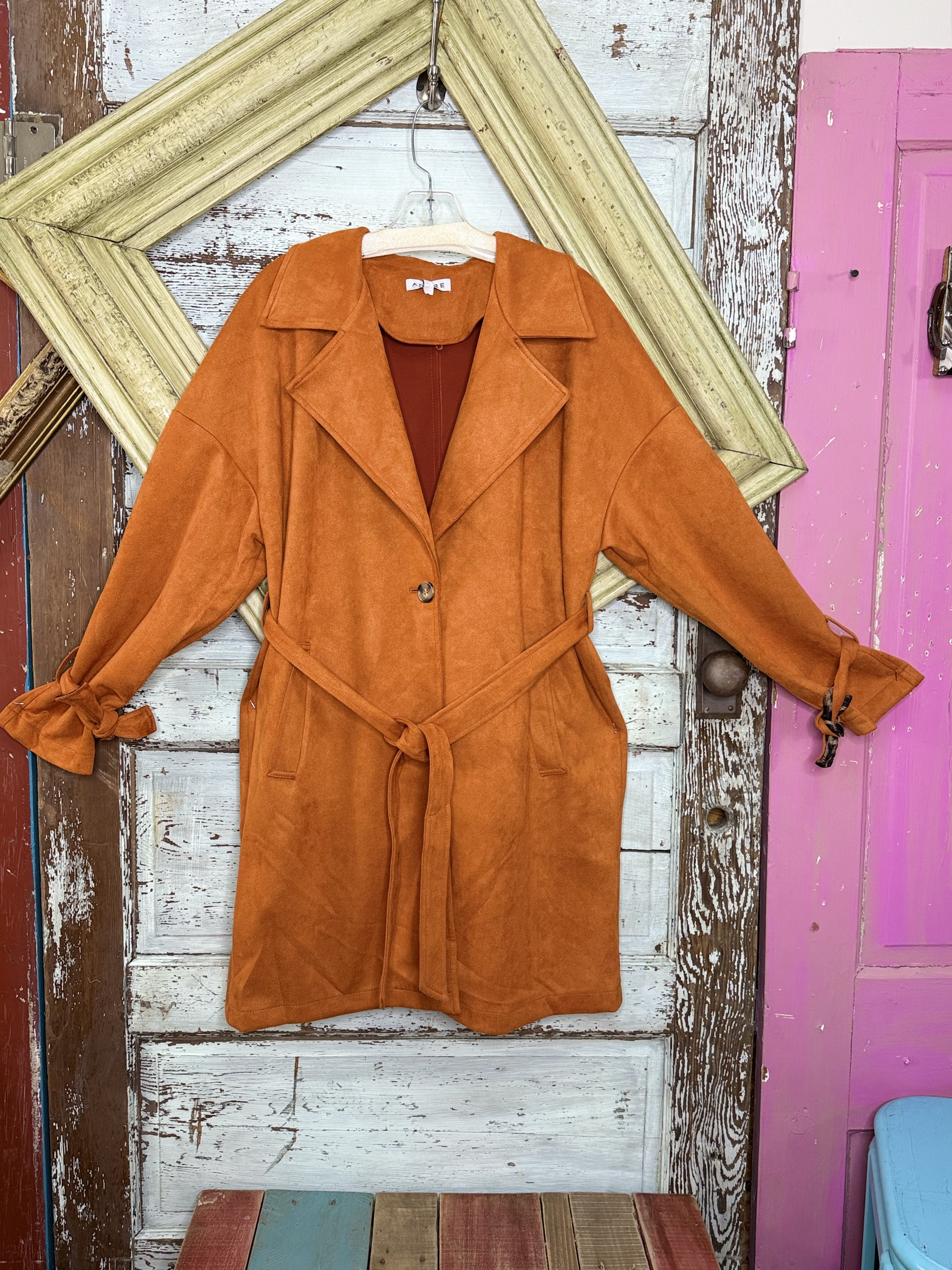 ORANGE VEGAN SUEDE JACKET