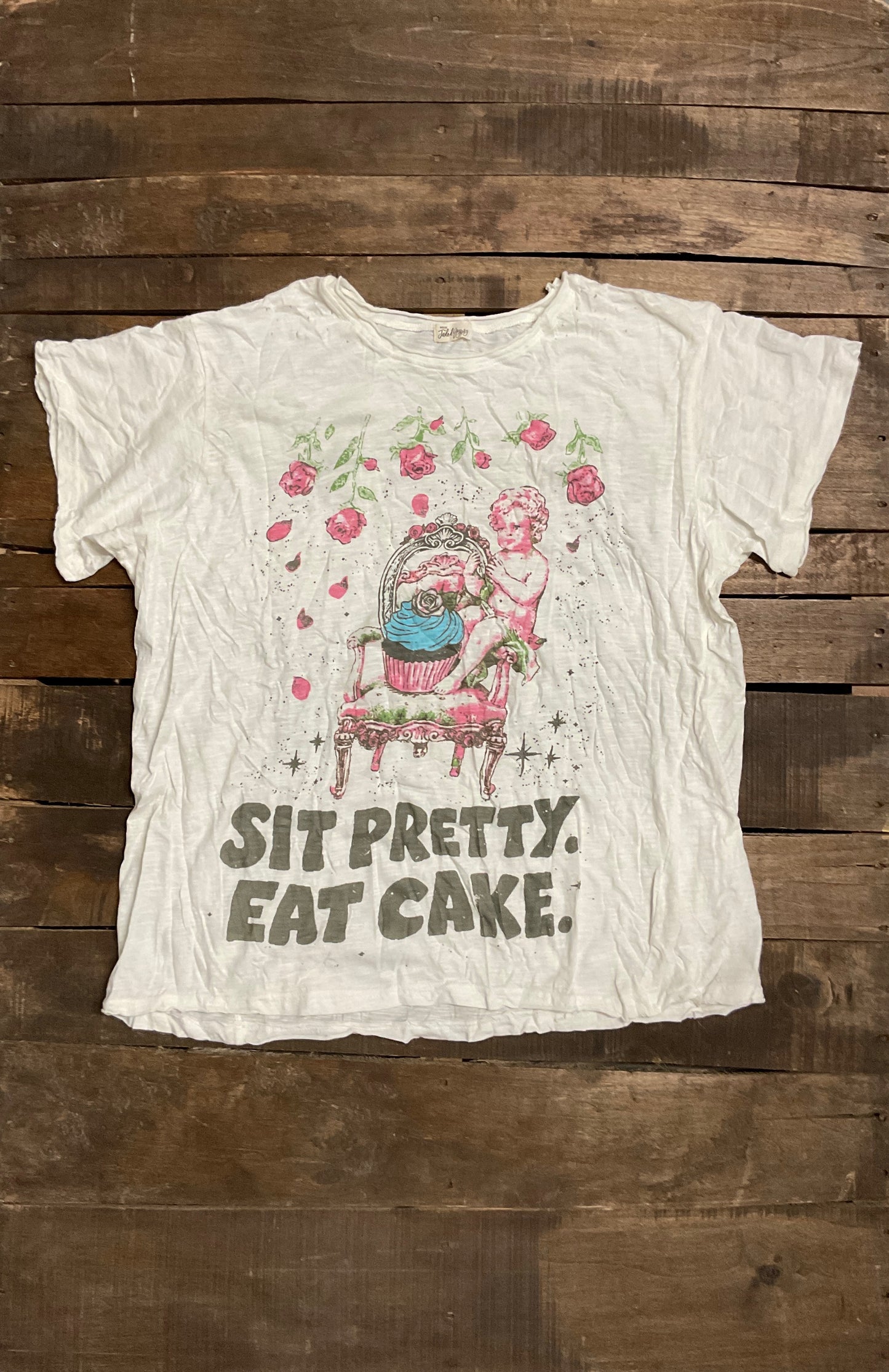 House of Jaded Gypsy Worn and Weathered Tee Eat Cake - Front