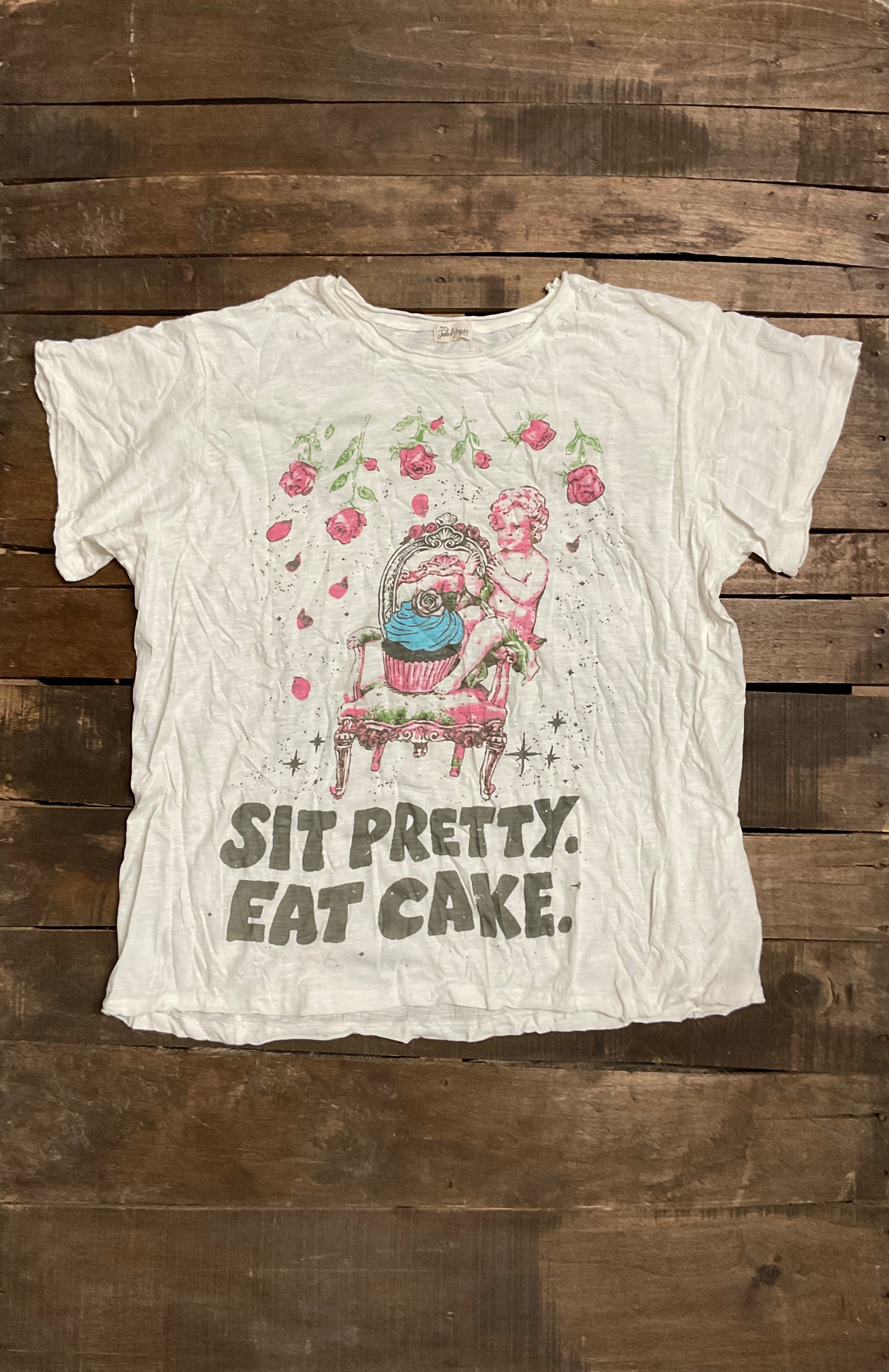 House of Jaded Gypsy Worn and Weathered Tee Eat Cake - Front