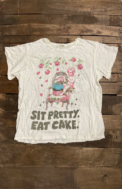 House of Jaded Gypsy Worn and Weathered Tee Eat Cake - Front