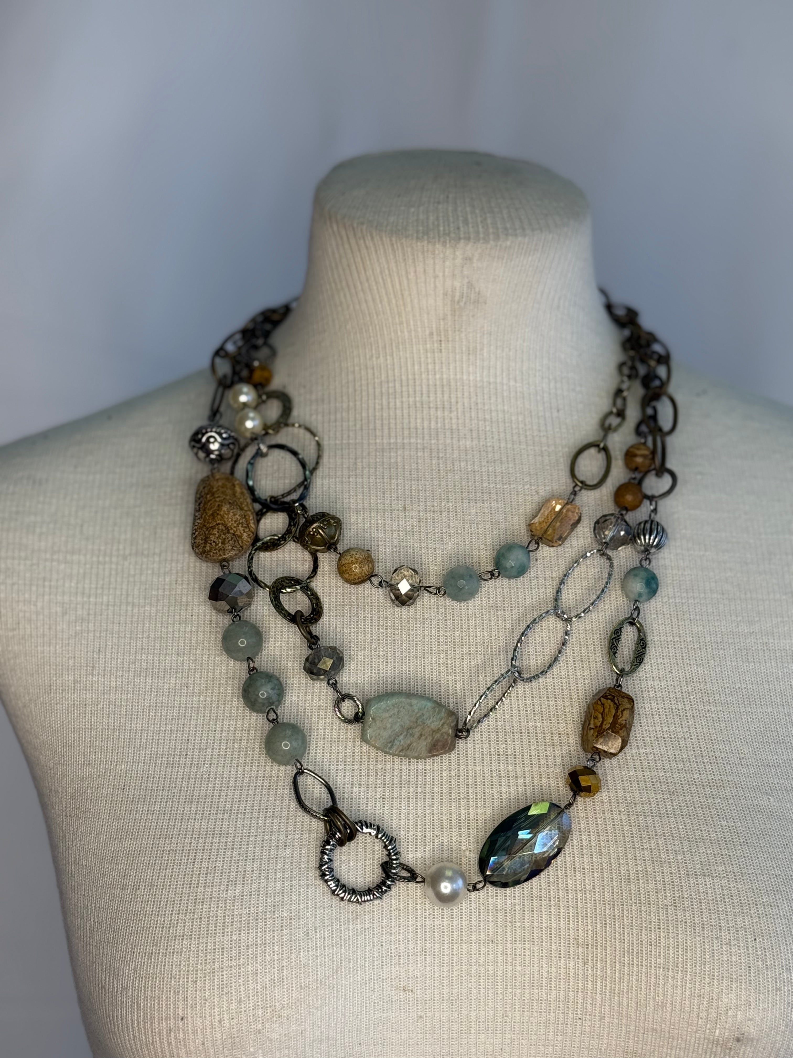 Lost and Found Aqua Multi Necklace