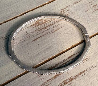 Oval Silver Crystal Bangle