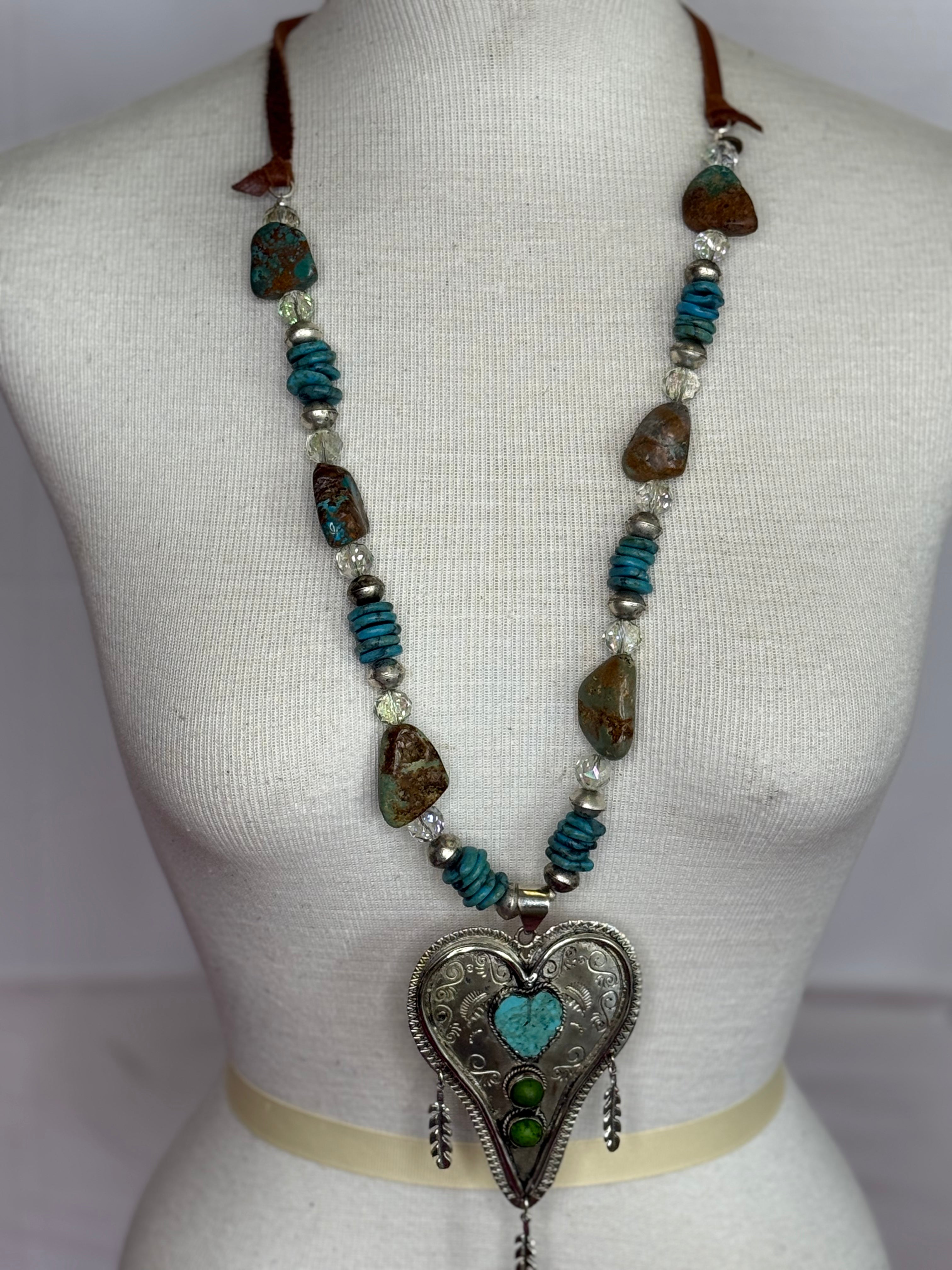 A Rare Bird Turq Heart Necklace