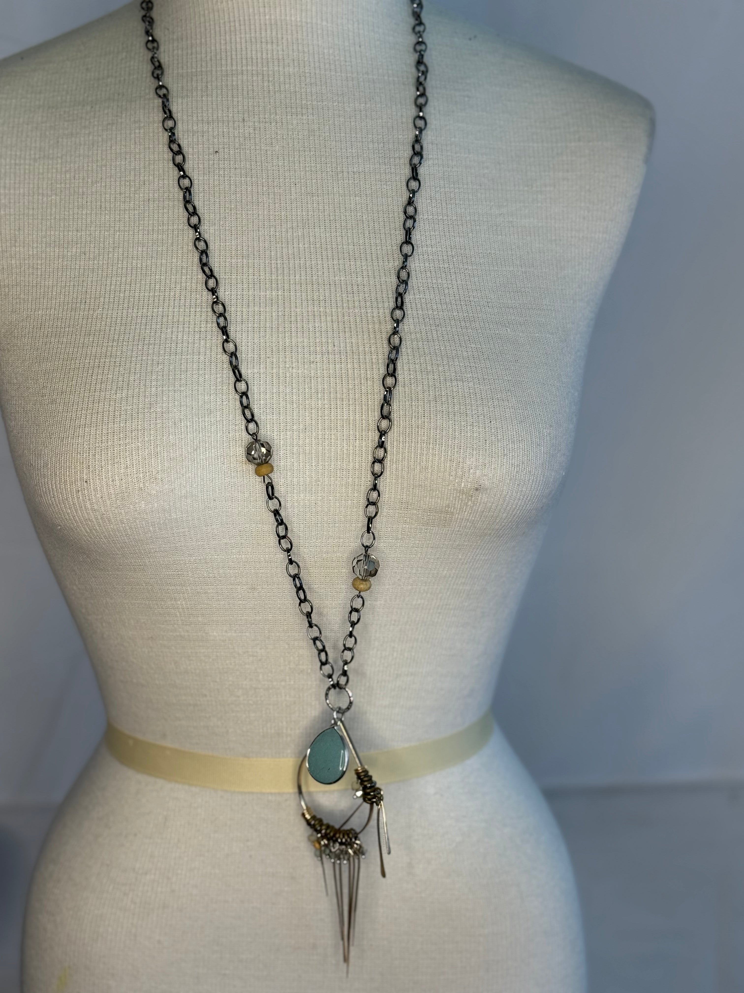 Lost and Found Aqua Tear Necklace