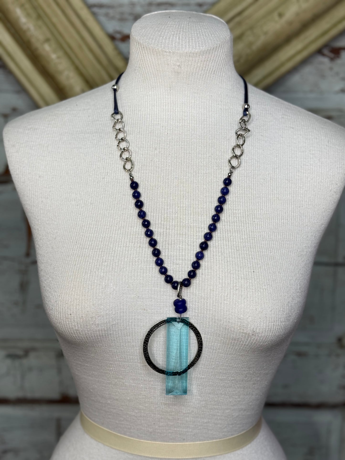 Lost and Found Navy and turq necklace