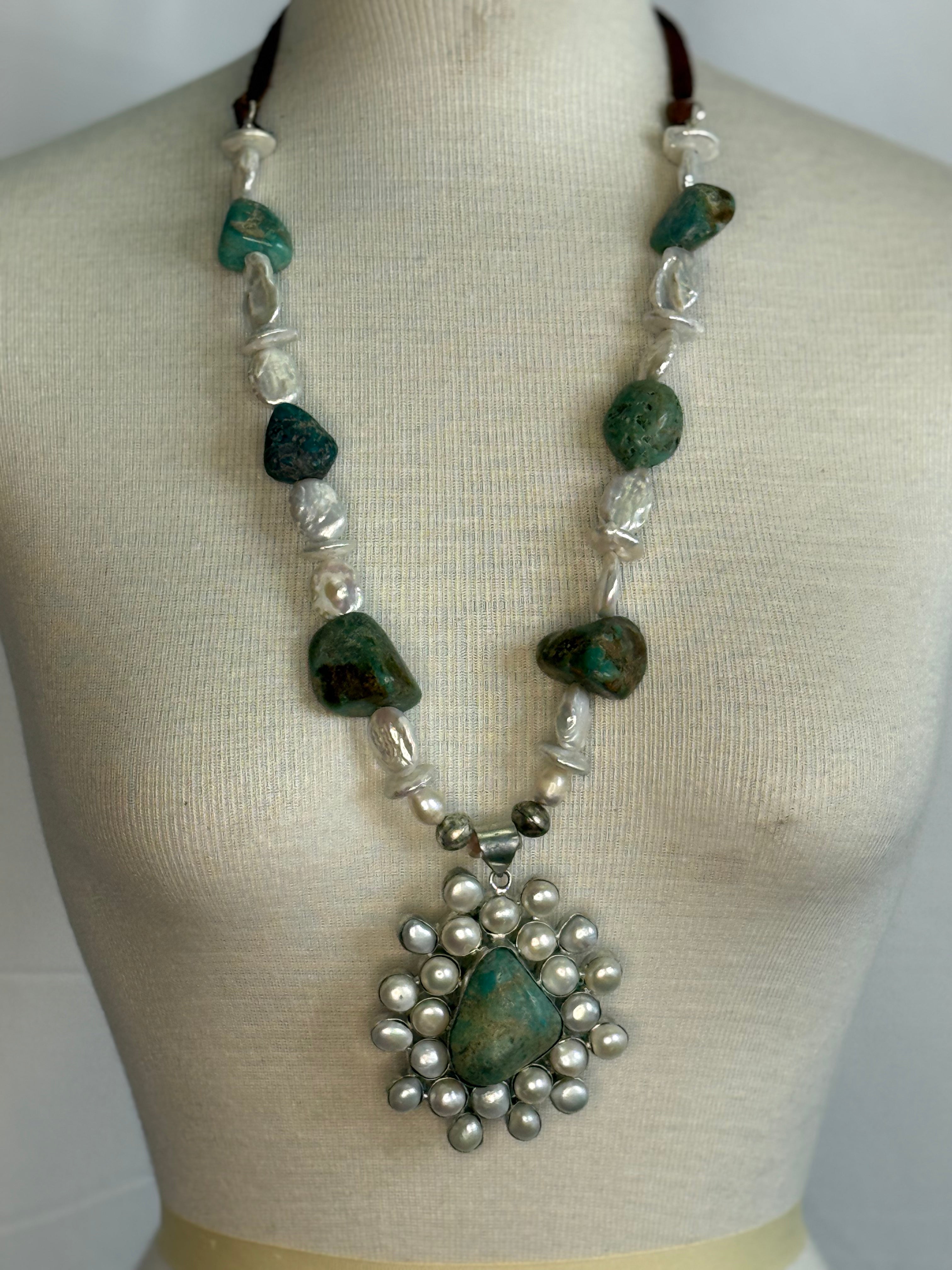A Rare Bird pearl and Turqs Necklace