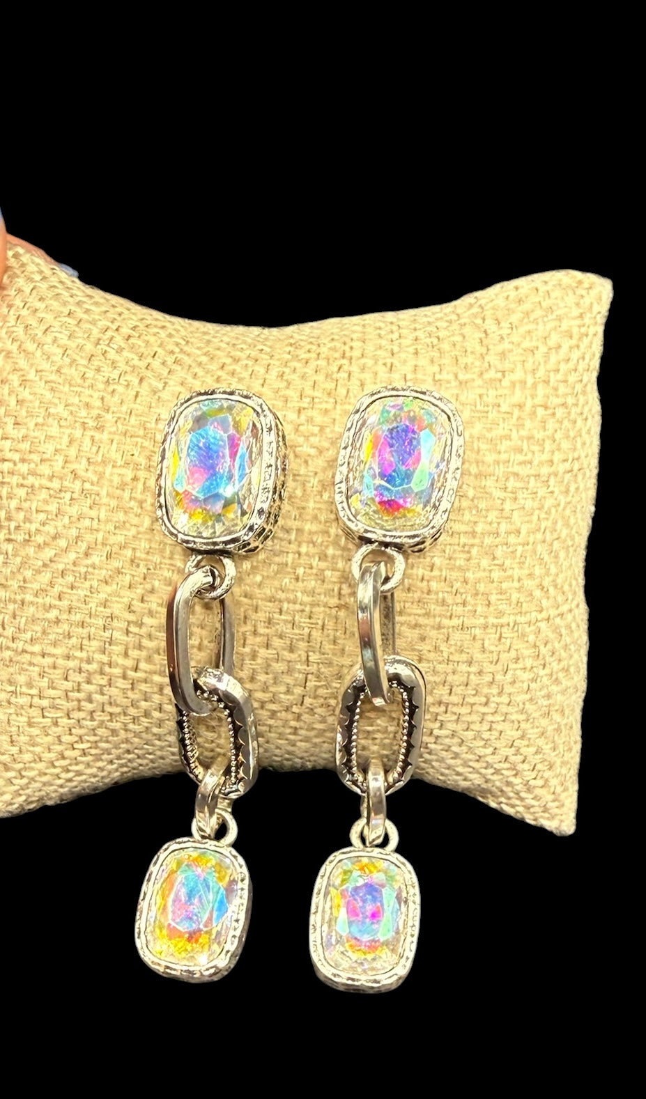 Crystal & Silver Dangling Earrings
