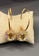 Gold Hoop & Stone Dangle Earrings