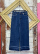 Charlie B Cropped Flare LEg Strech Denim Pant with fringe Details