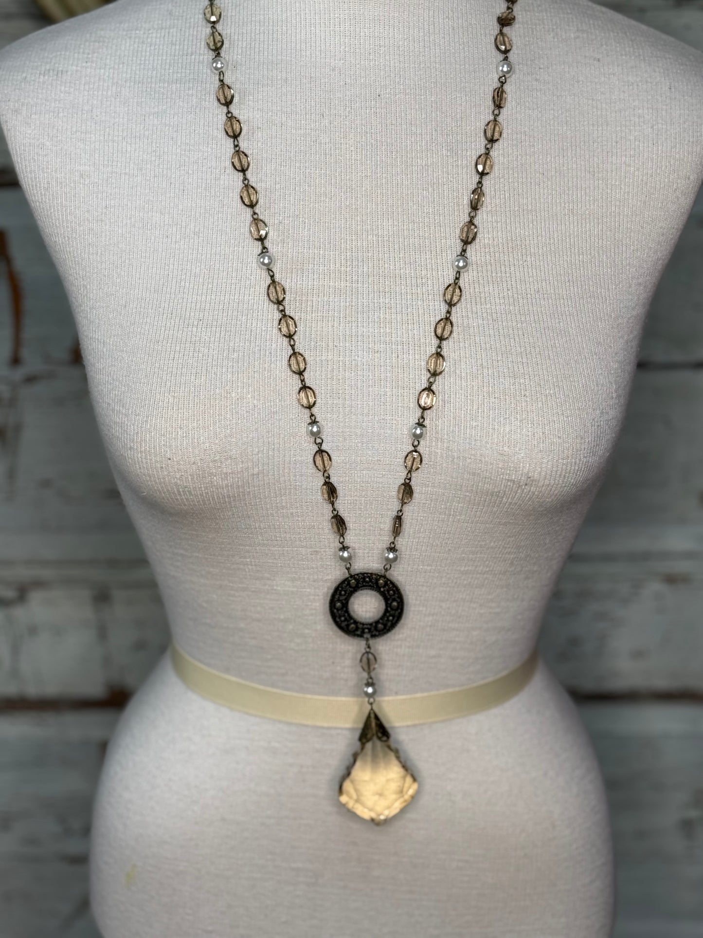 Lost and Found Cream Crystal Necklace
