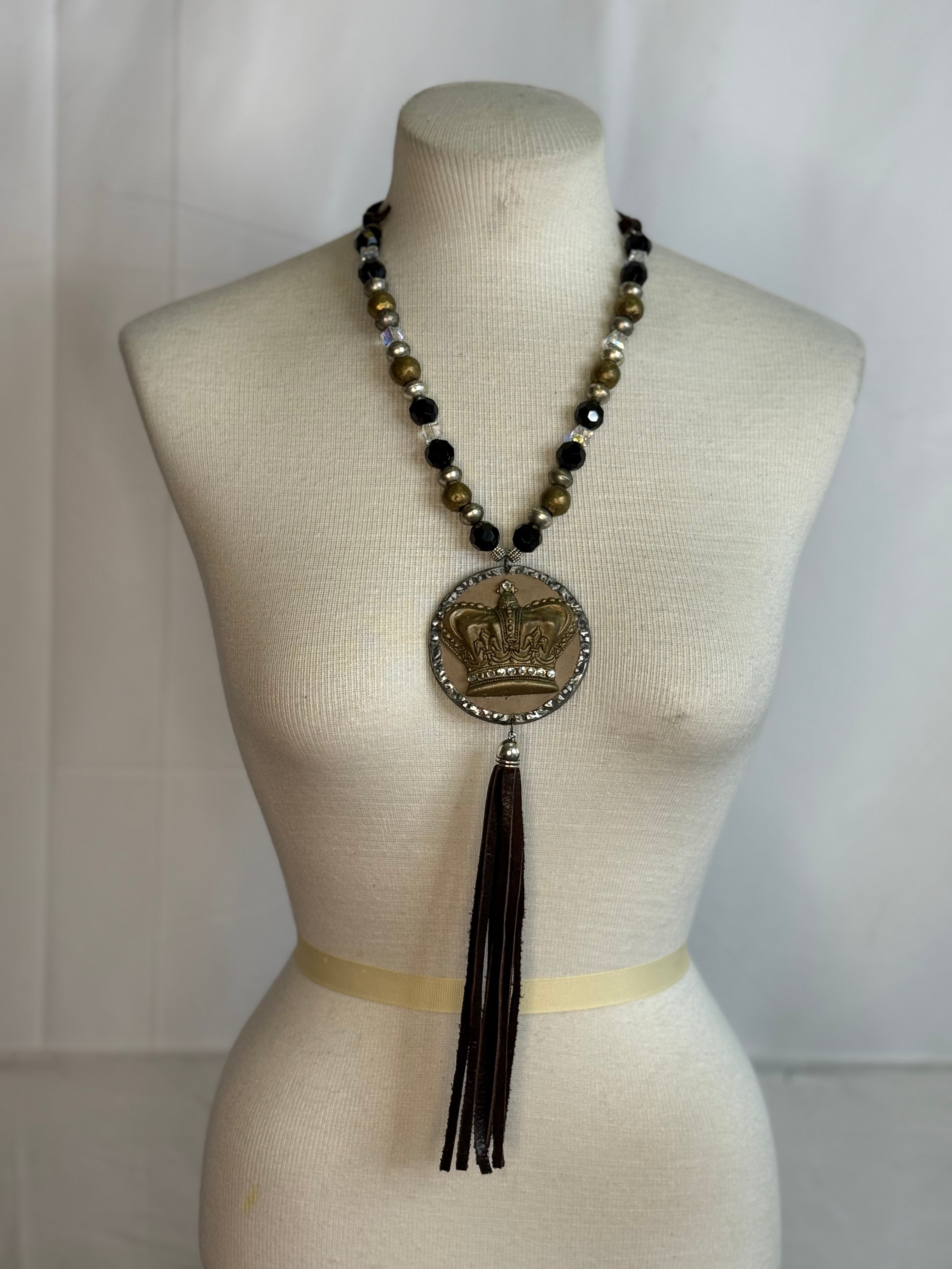 A Rare Bird Bronze crown Necklace