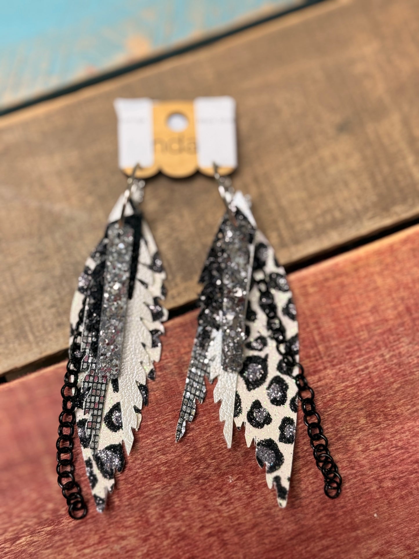 Multi Color Leather Feather Earrings