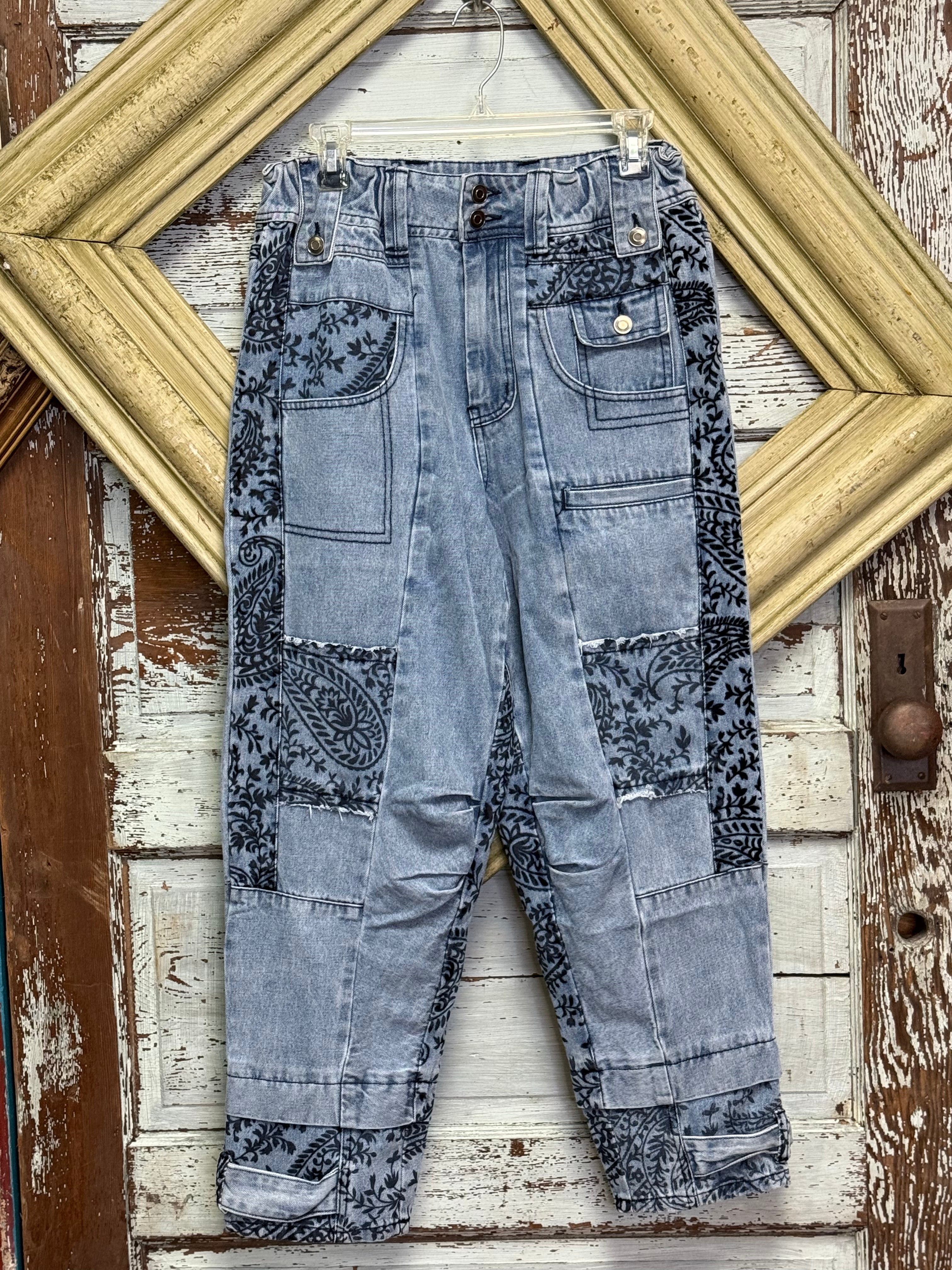 OLI and Hali Washed Denim With Flocking Pants