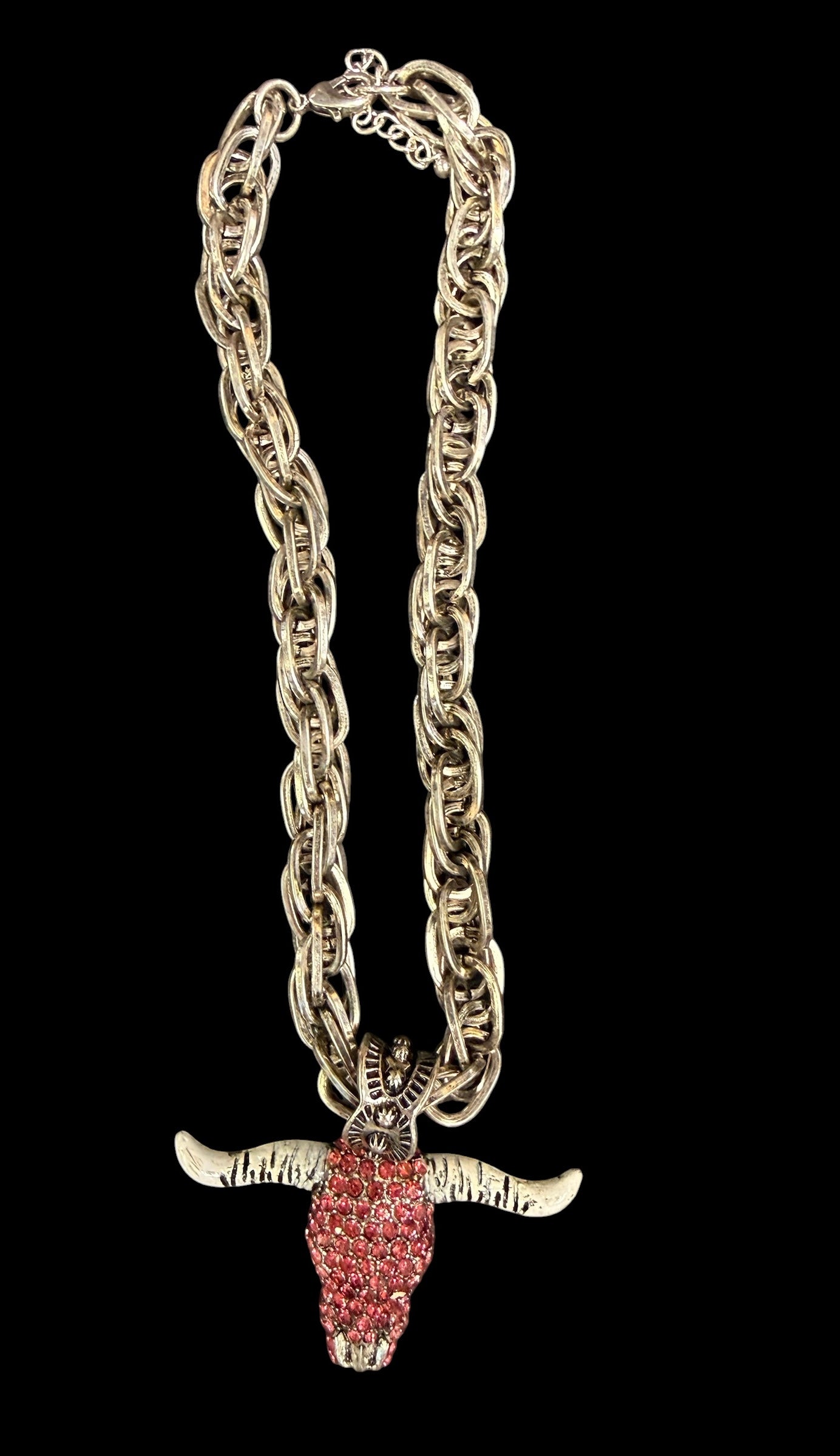 Alice Rhinestone Longhorn Skull Necklace