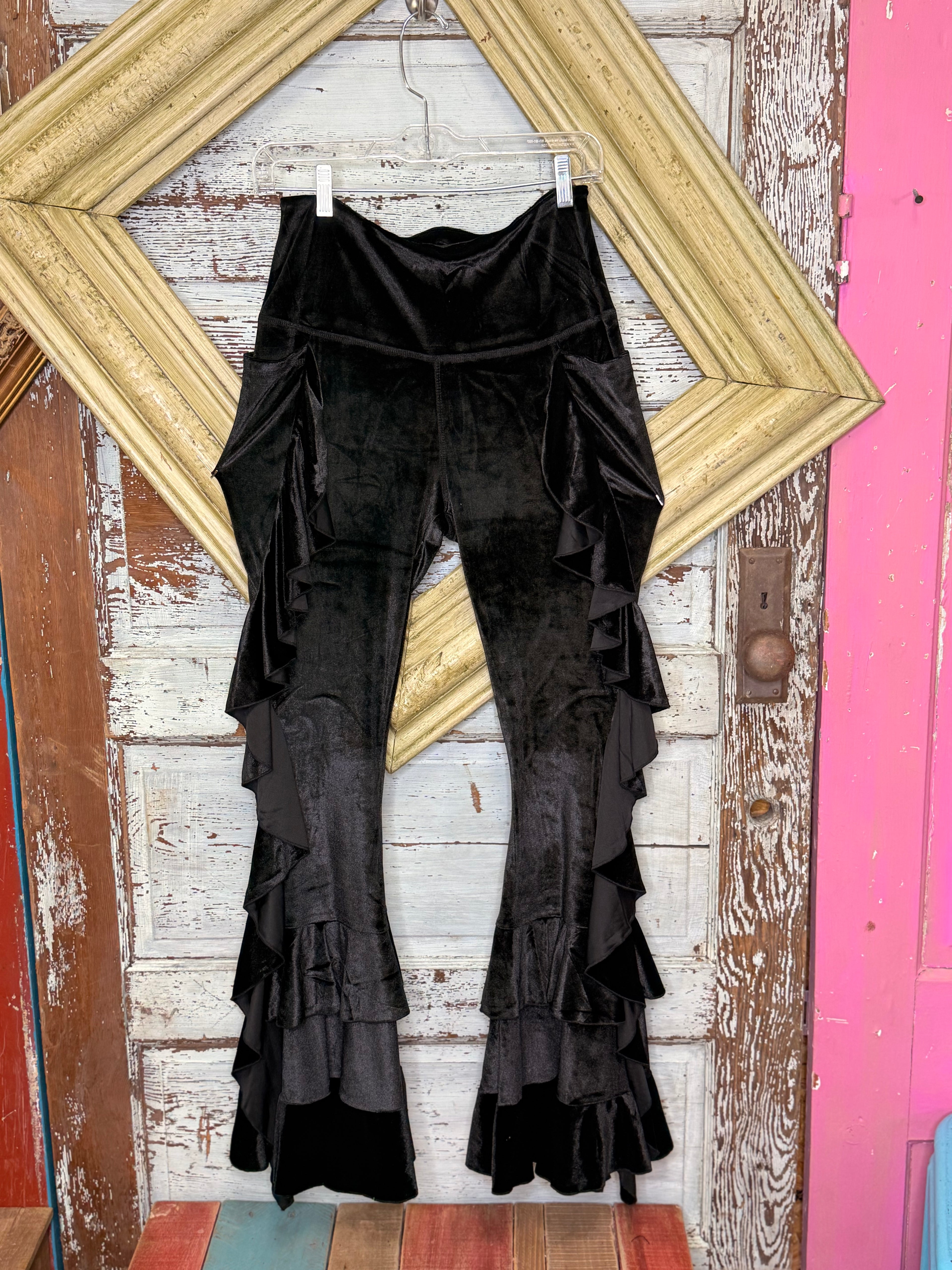 A Rare Bird Black Velvet Leggings