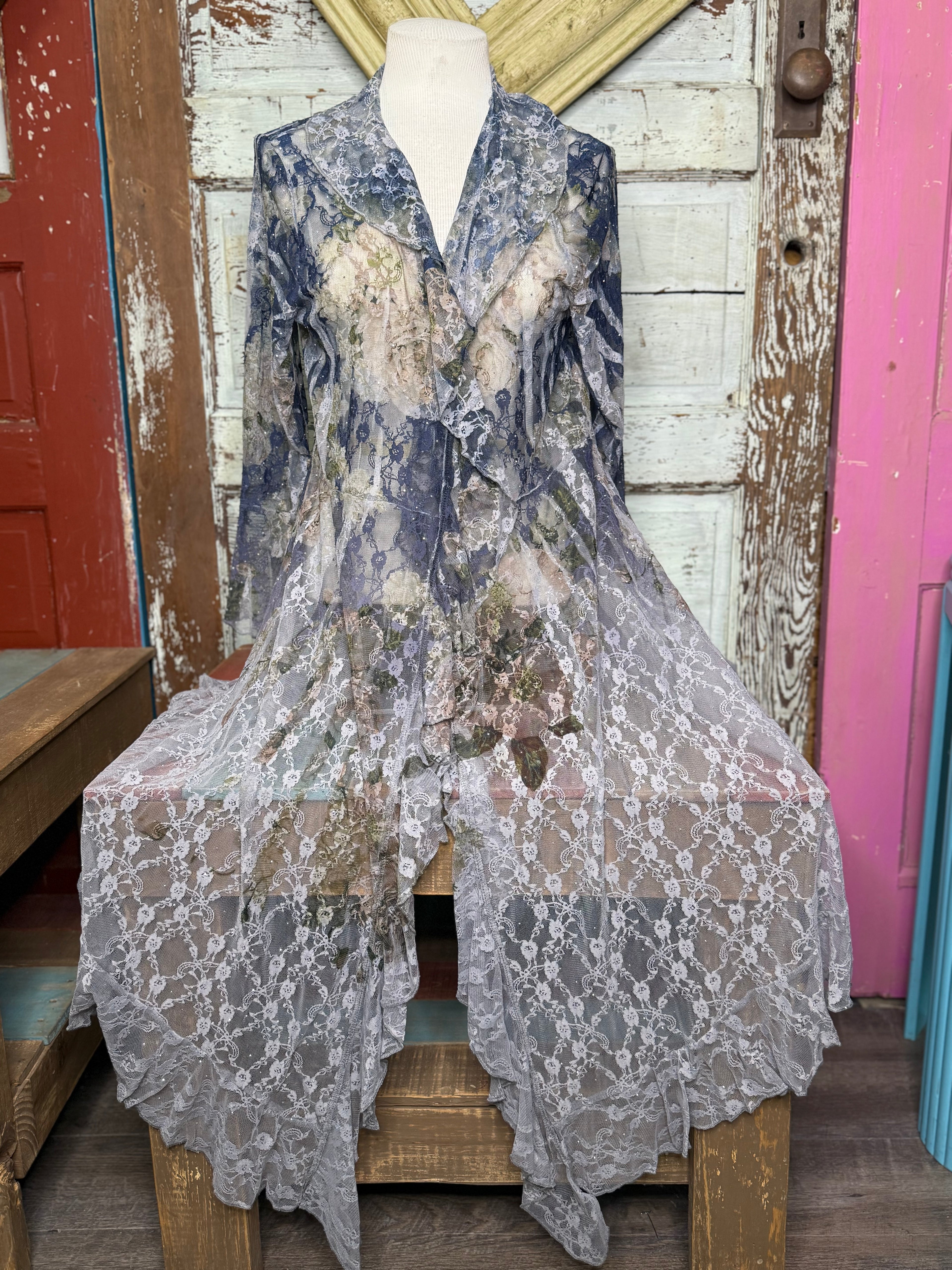 Origami  Long Cardigan Ruffled Duster