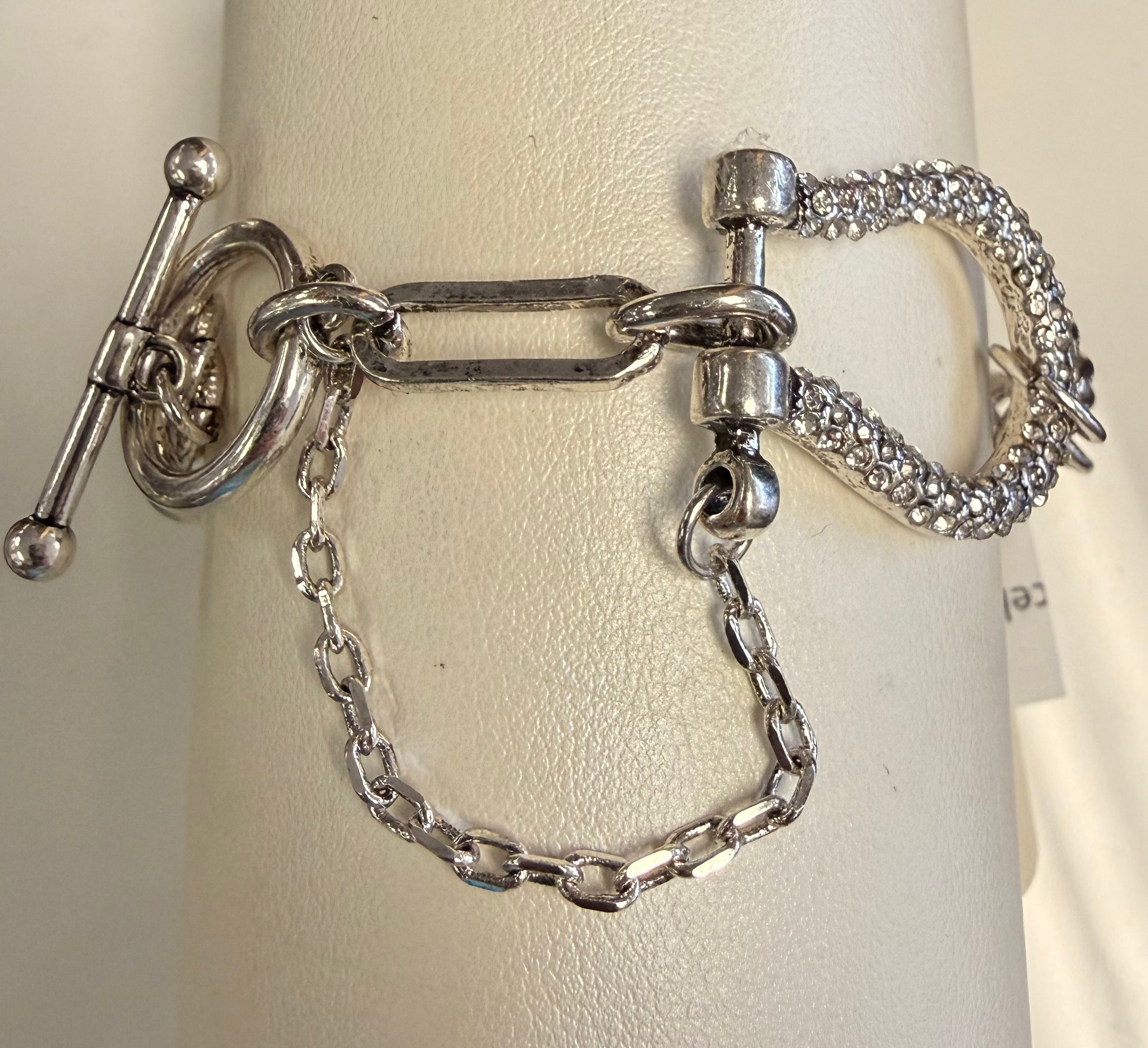 Alice Silver Horse Bit Crystal Bracelet