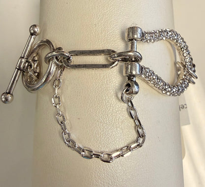 Alice Silver Horse Bit Crystal Bracelet
