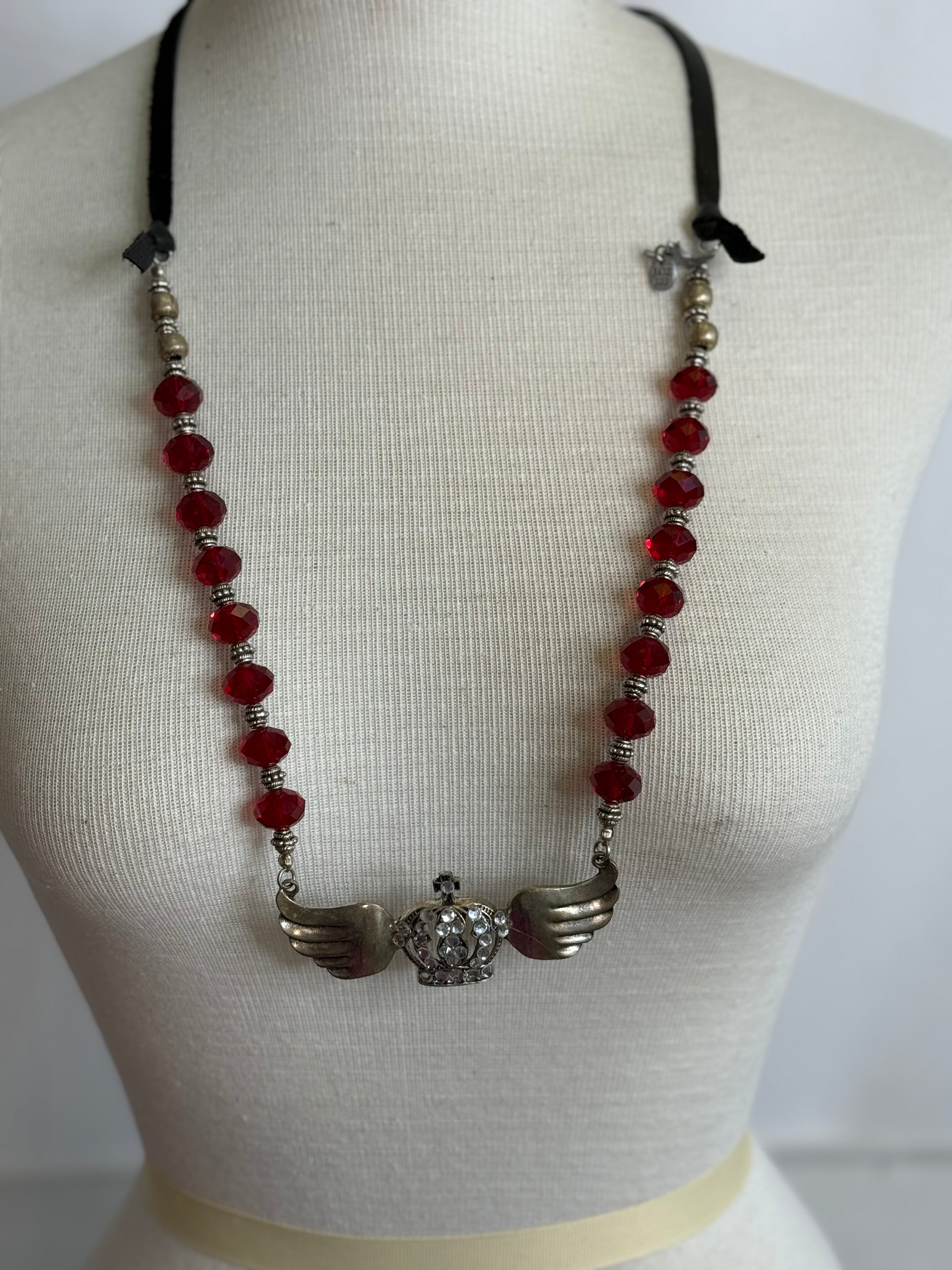 A Rare Bird Red Crown Wing Necklace
