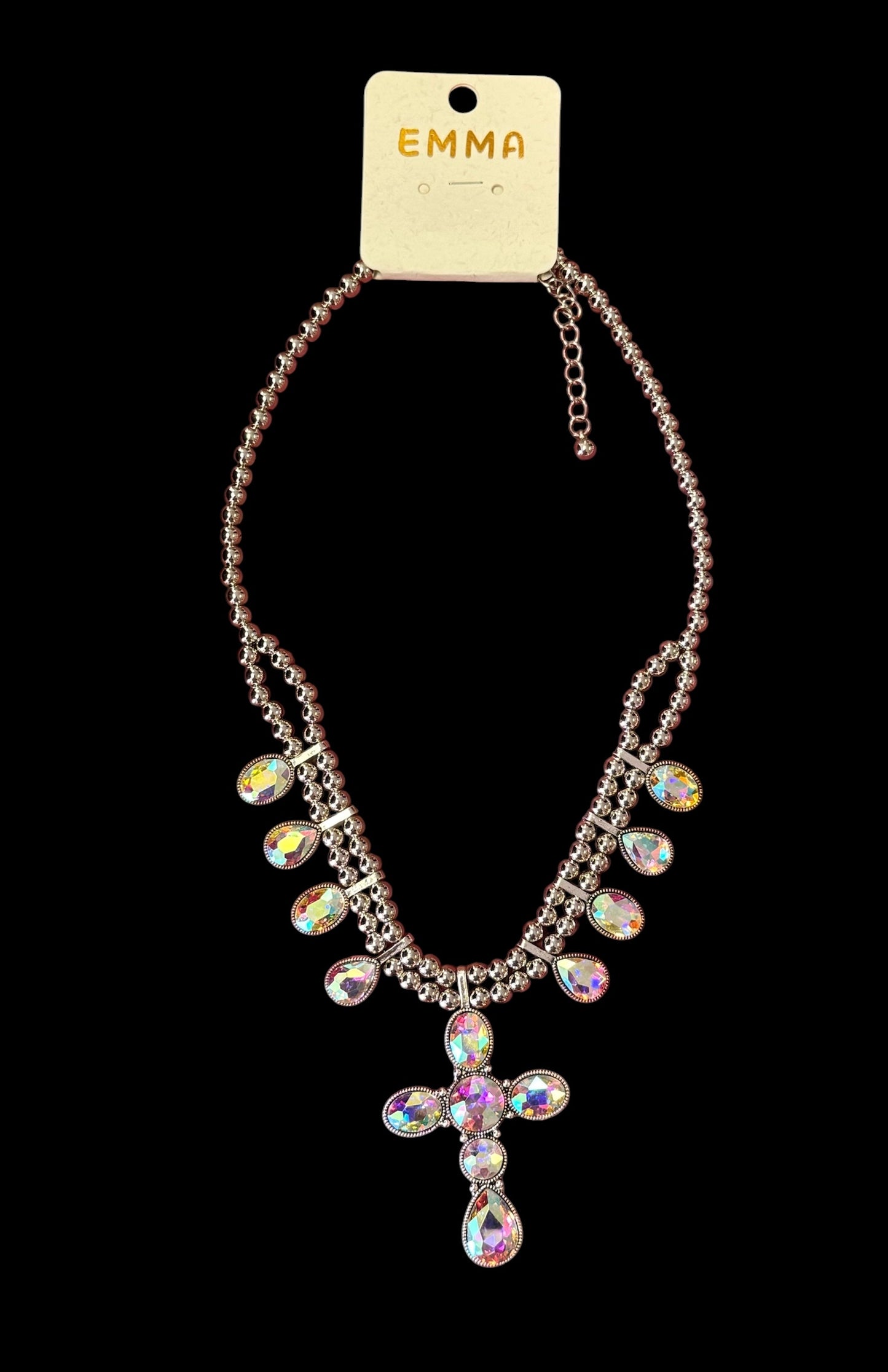 Silver & Crystal Cross Necklace