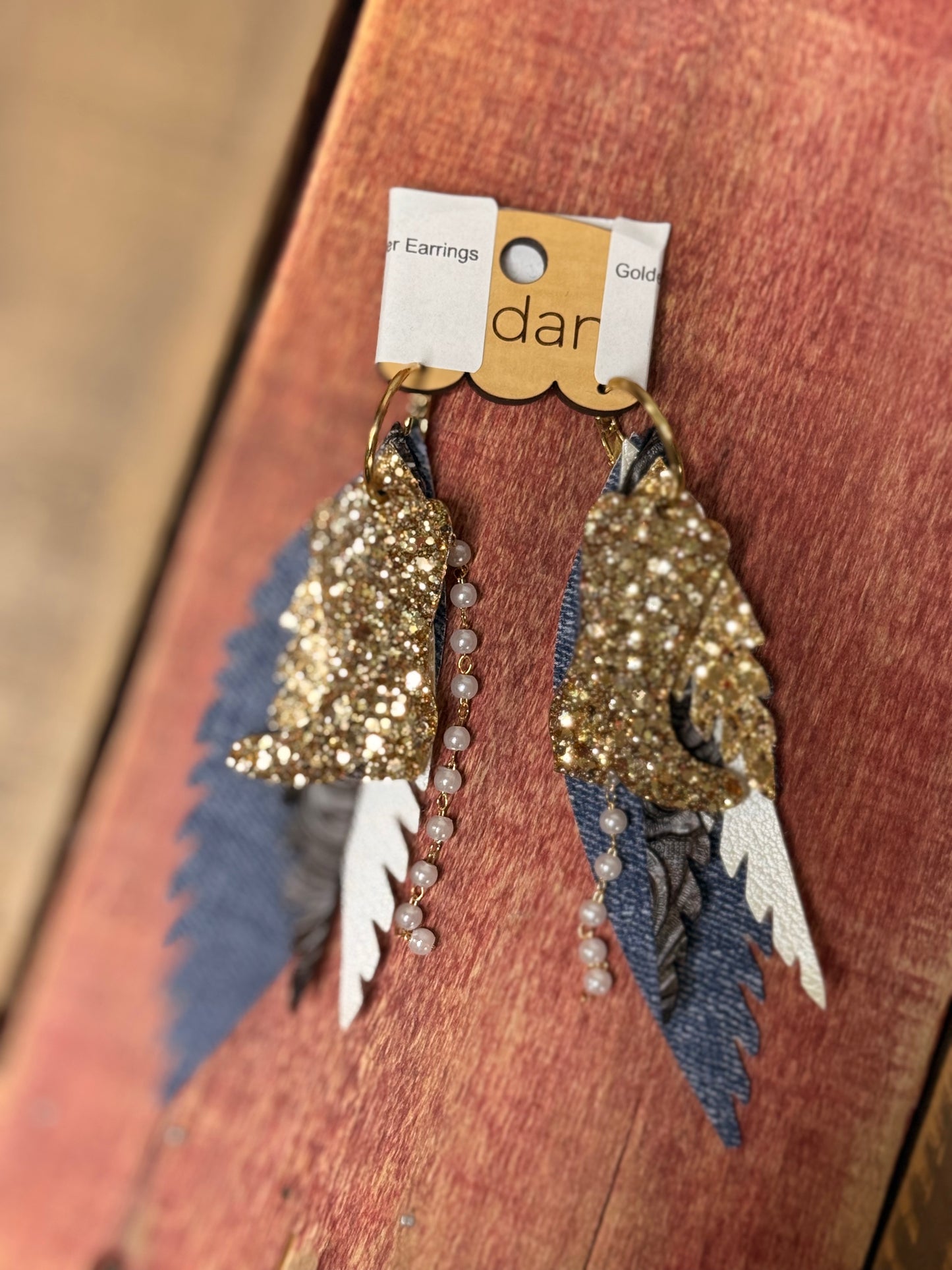 Multi Color Leather Feather Earrings