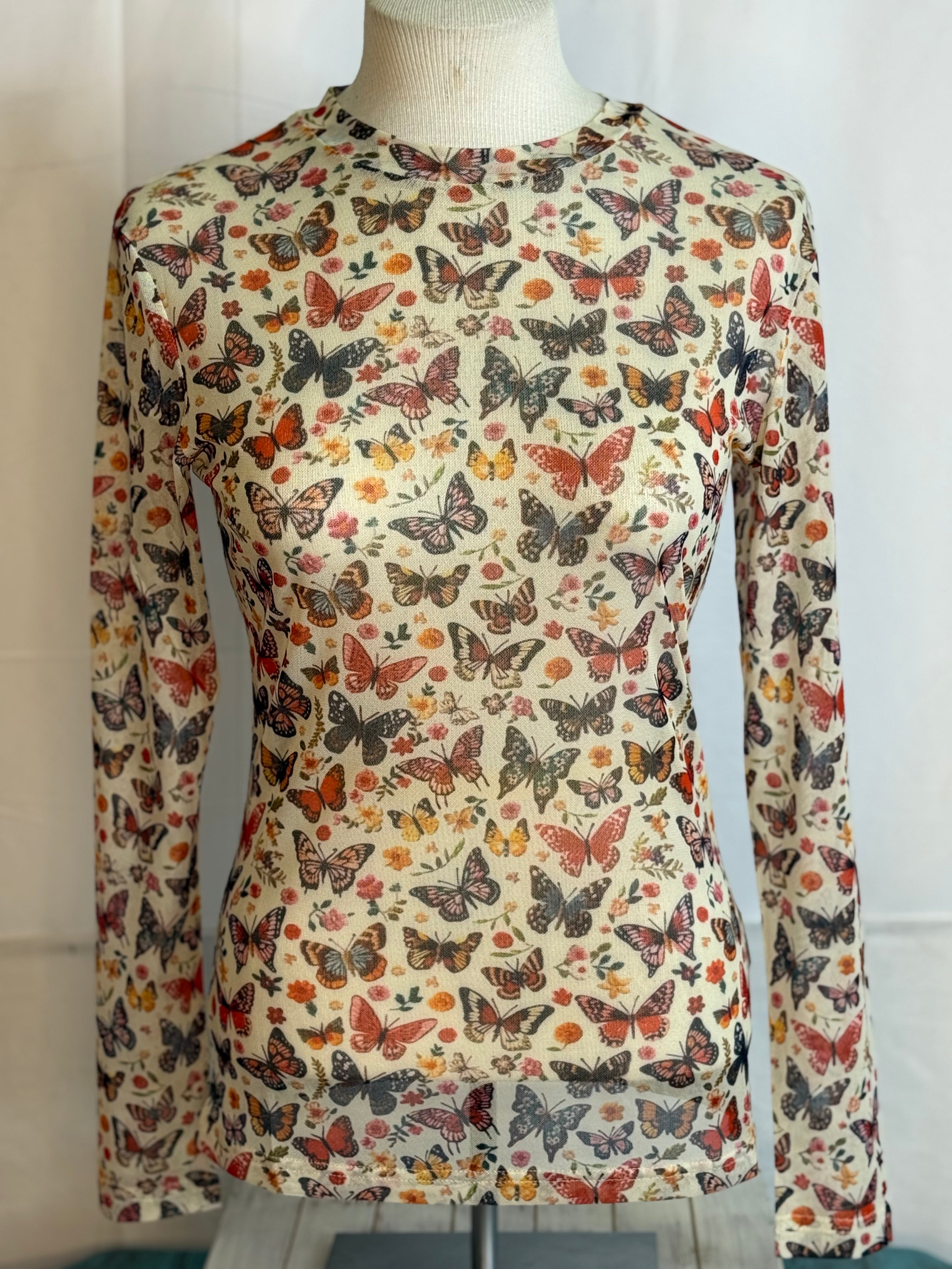 Turquoise haven Vintage butterfly Top