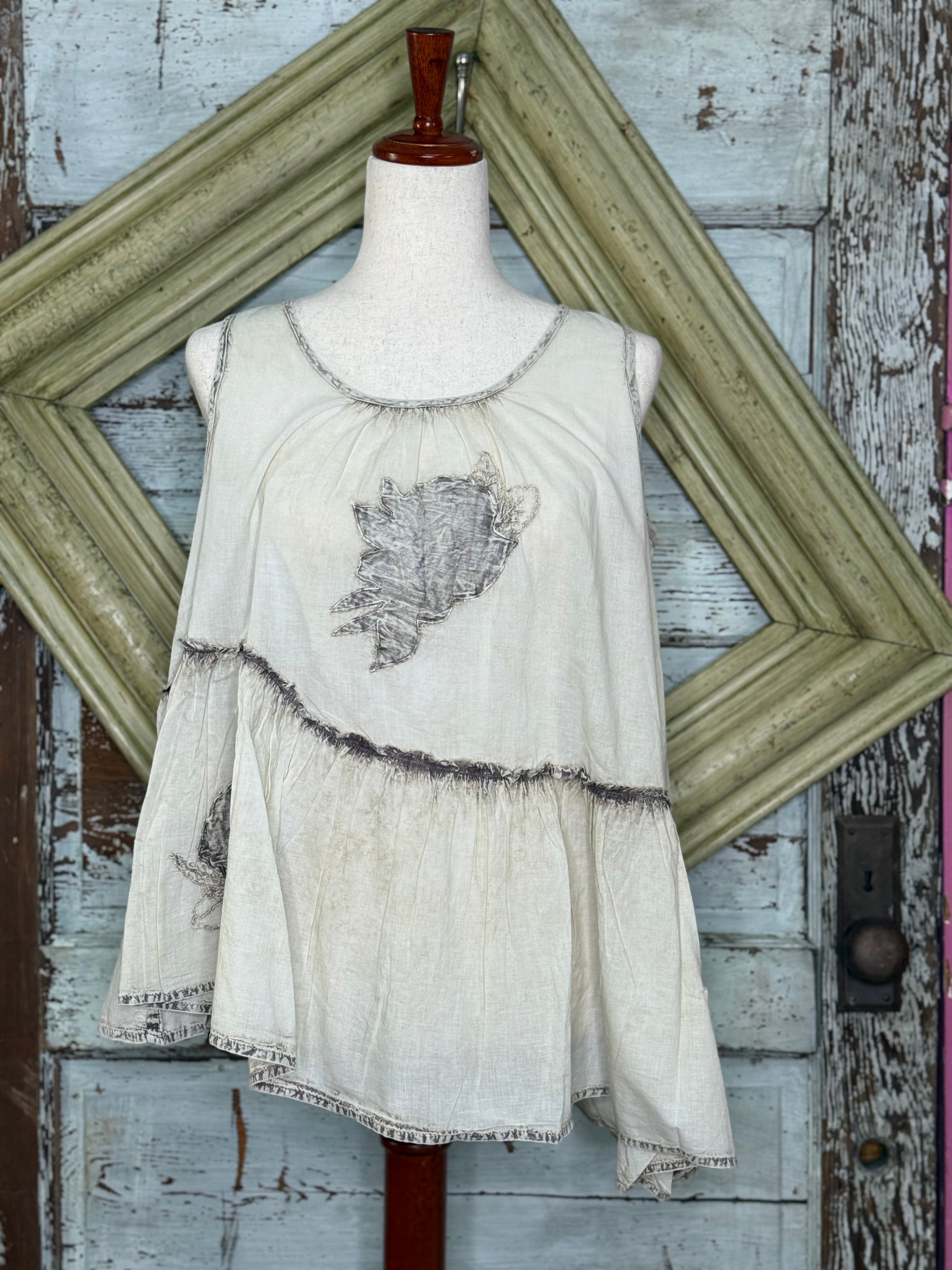 Paper Lace Tea Washed Embordered Tank