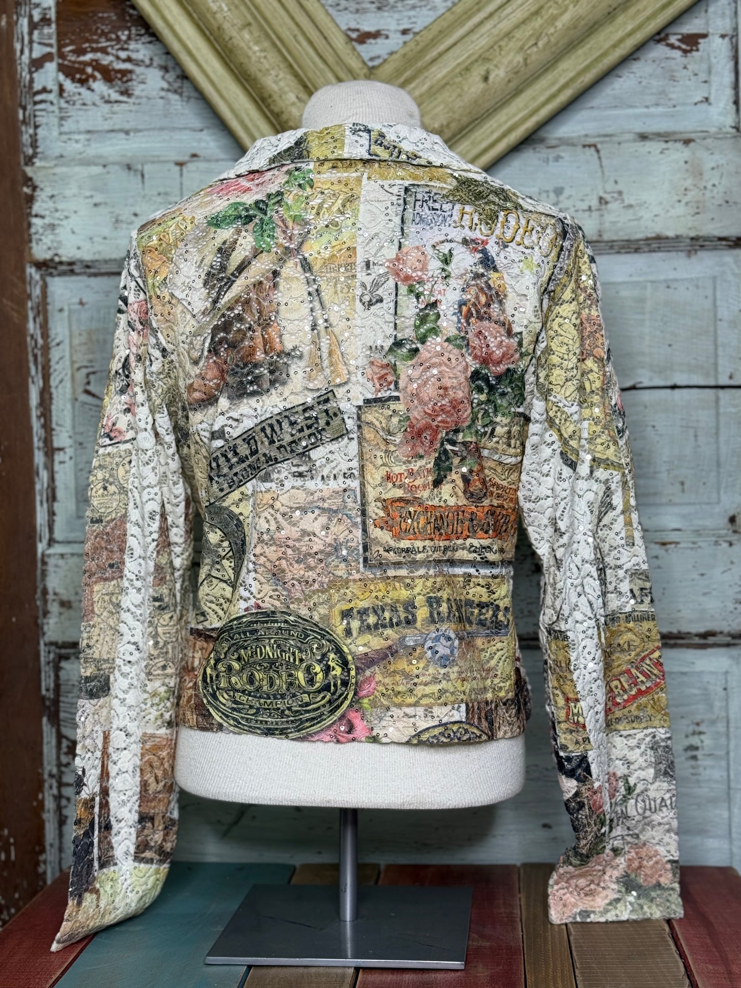 Origami Sequin & lace Crop Jacket