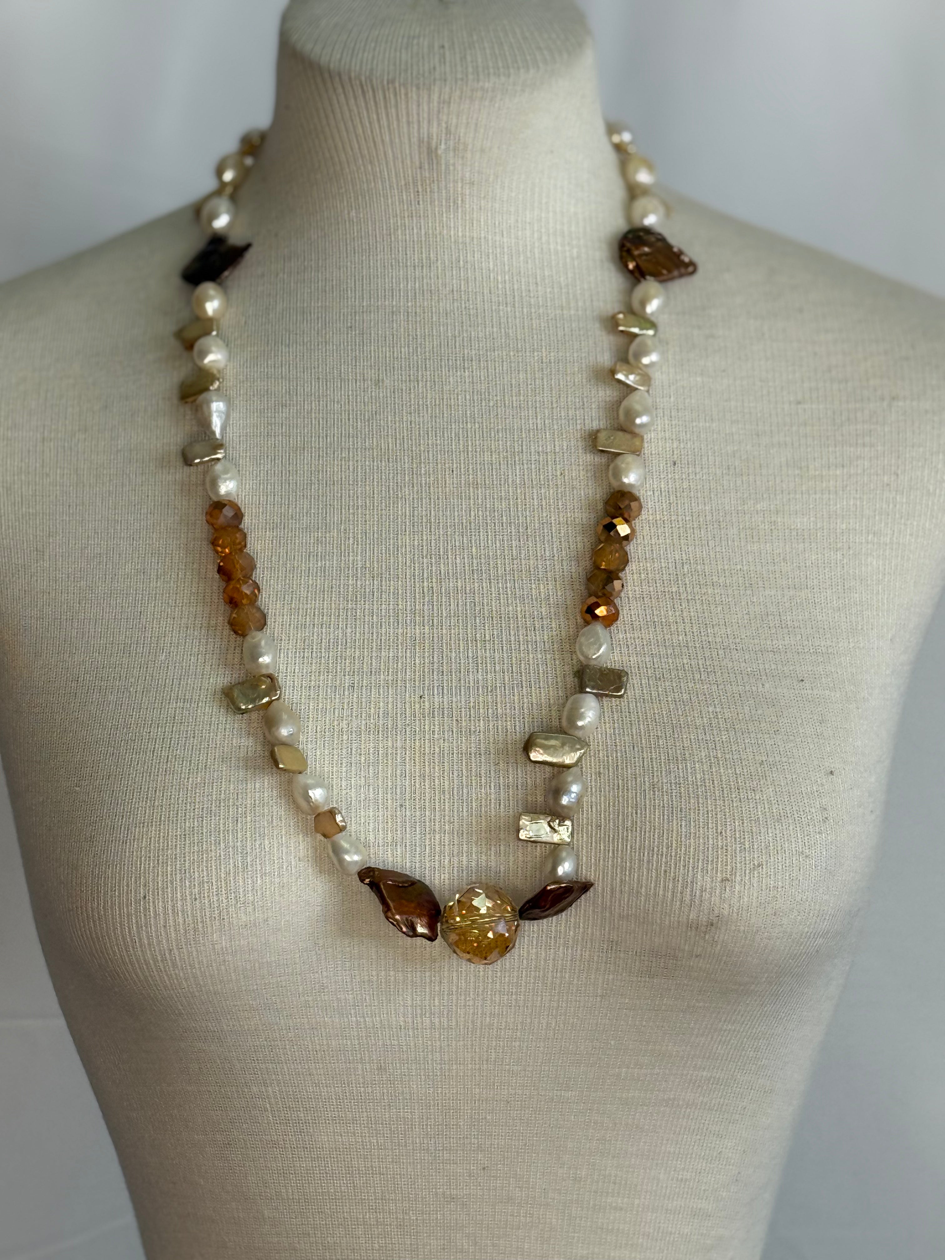A Rare Bird Pearl Bronze Necklace