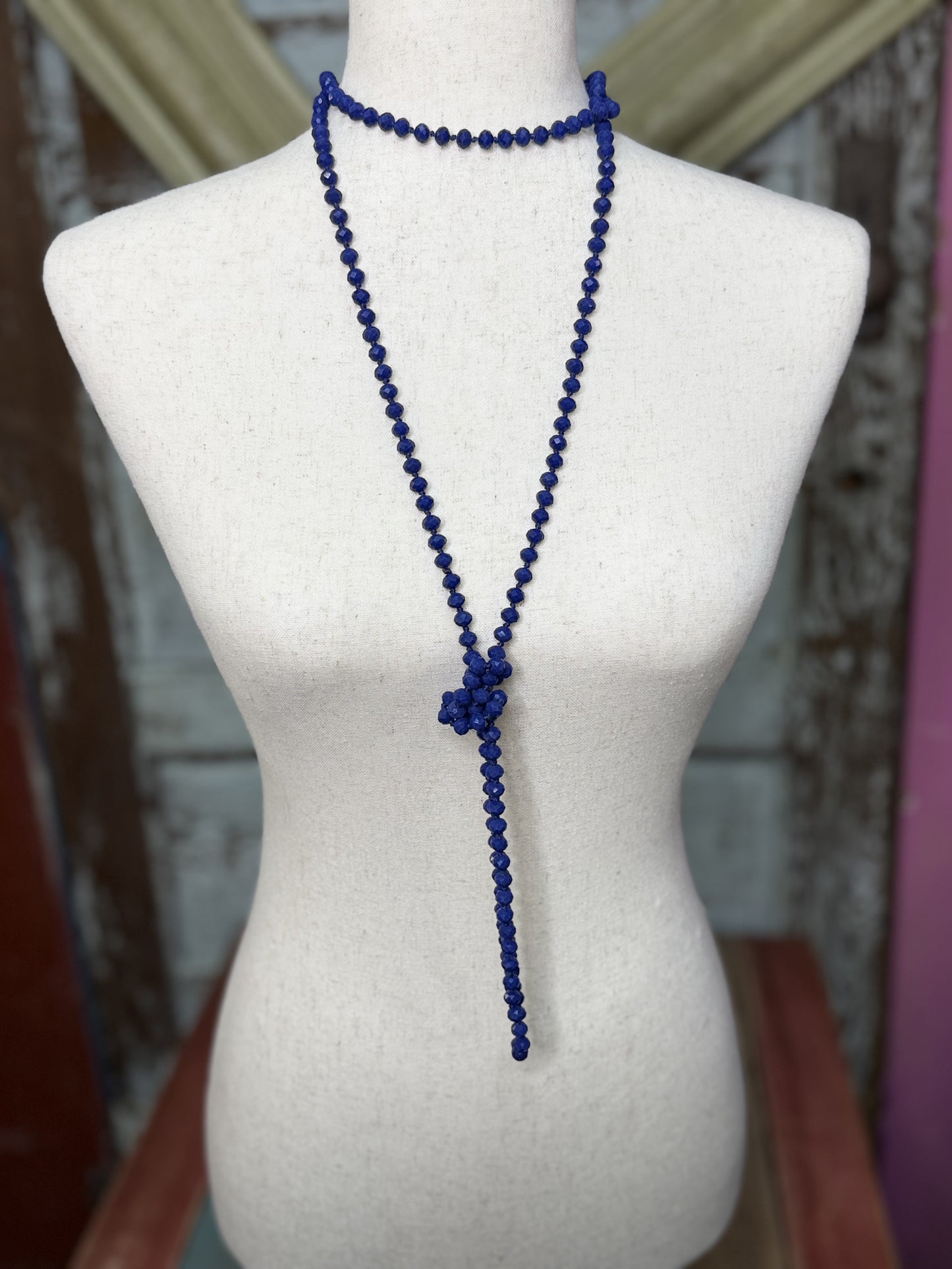 Blue long beads
