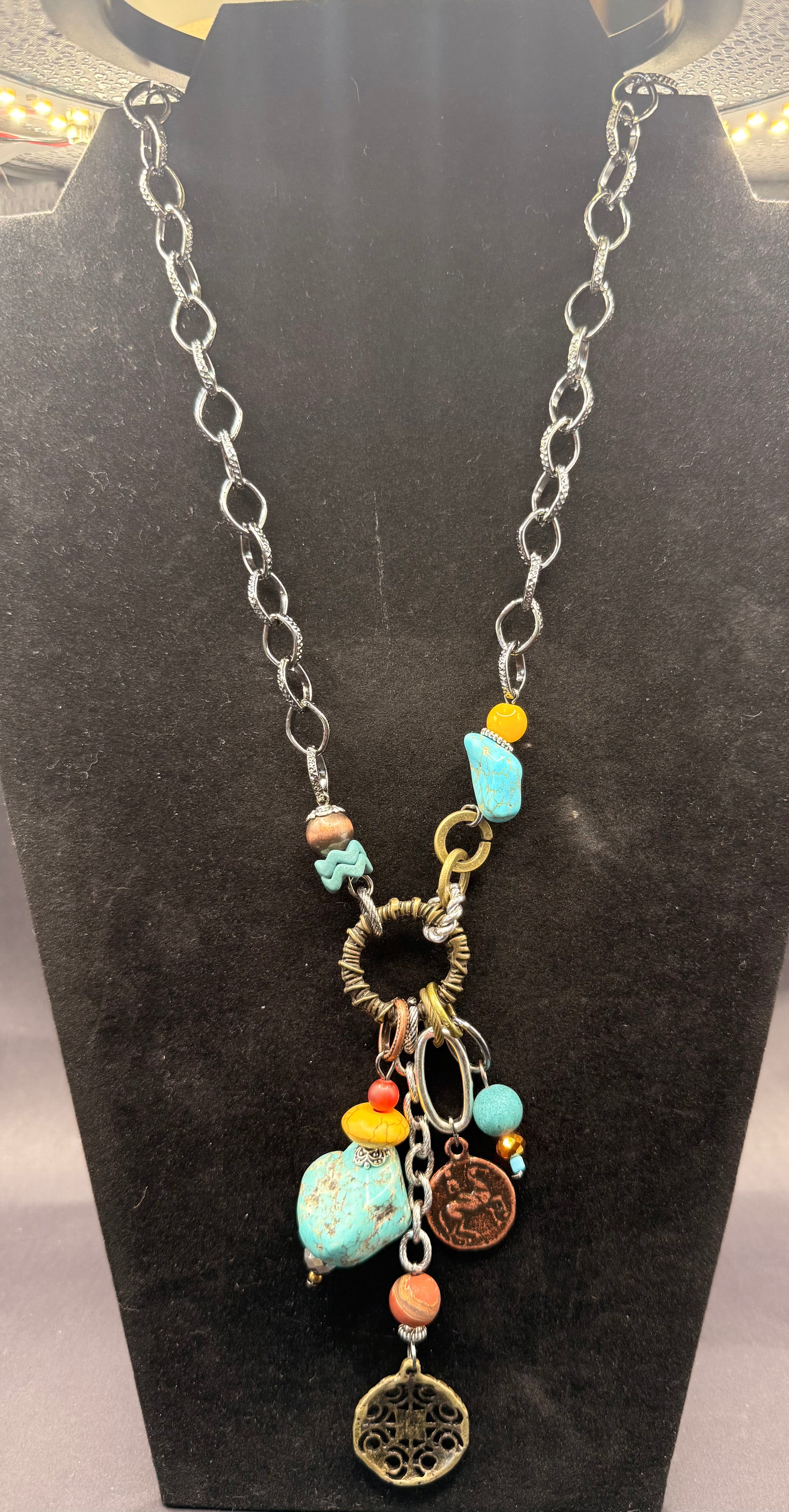 Lost and Found Turquoise Charm Necklace
