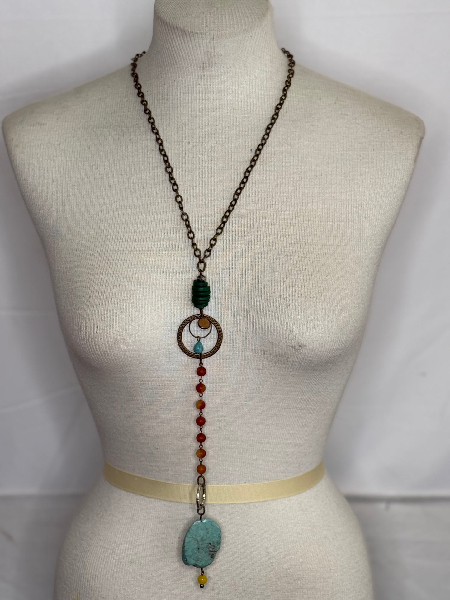 Lost and Found Brown and turq stone Necklace