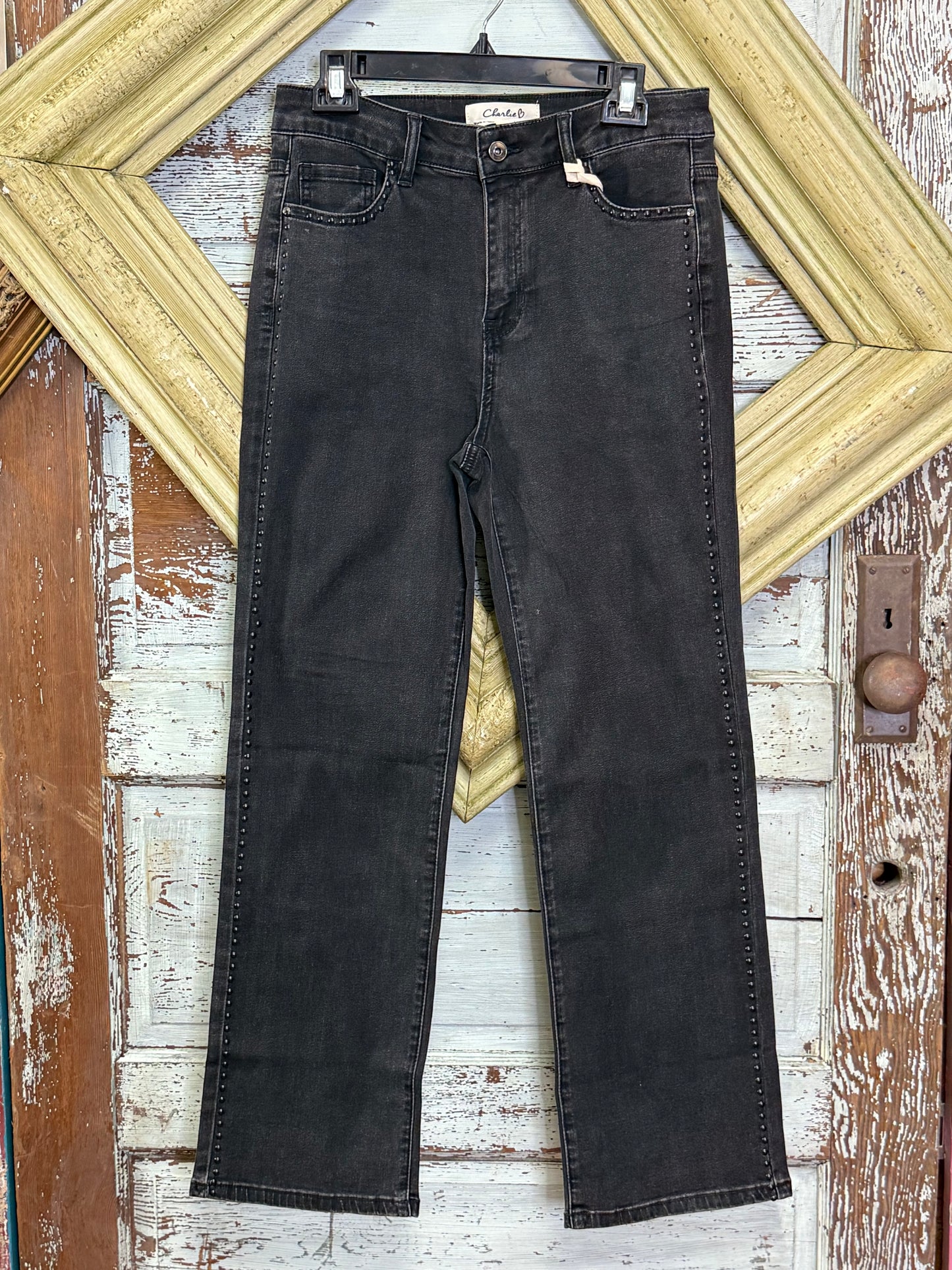 Charlie B Stright Leg denim Pant w/ Studs