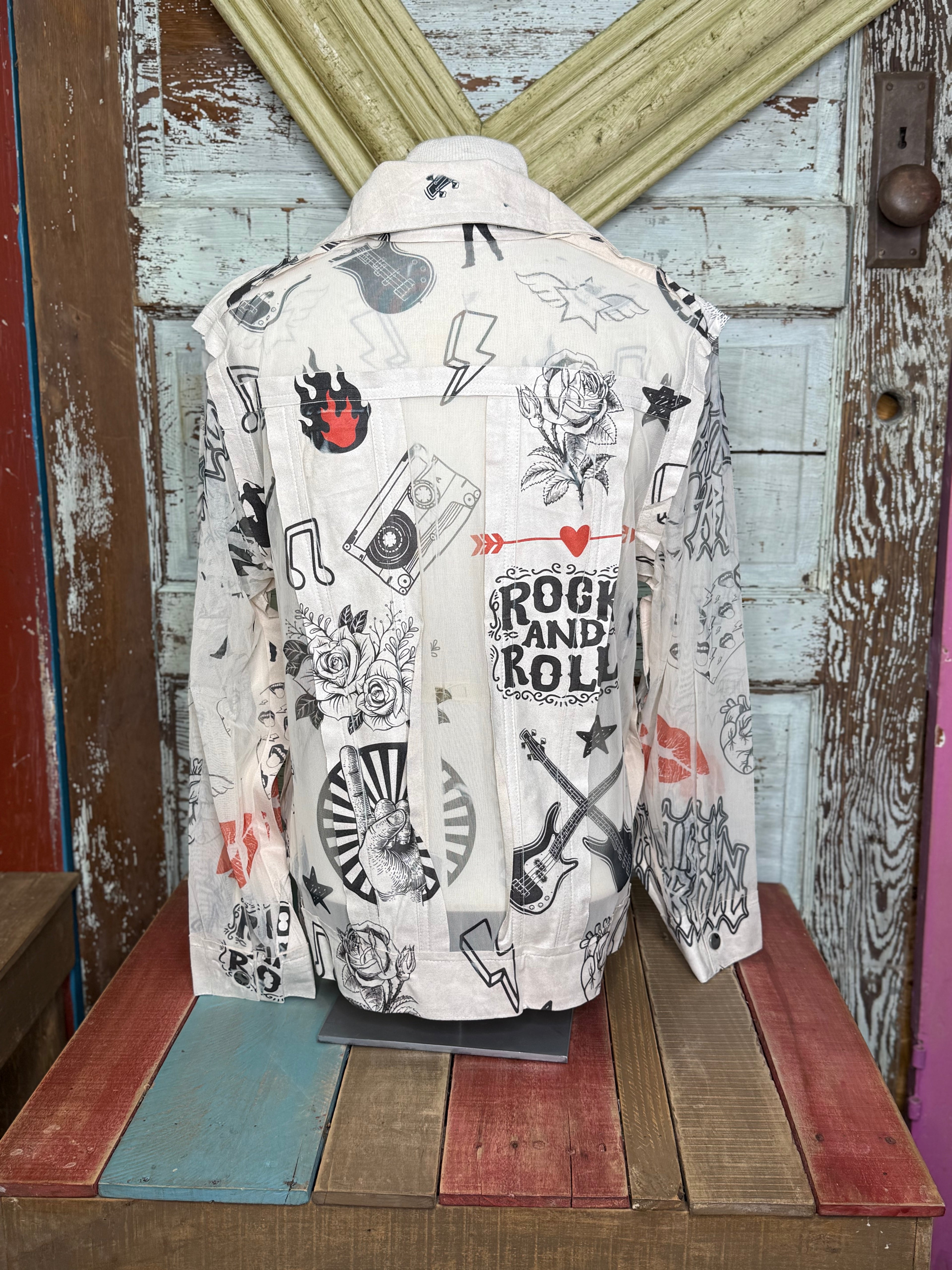 Origami Rock and Roll Faux Suede Trimmed Mesh Jacket