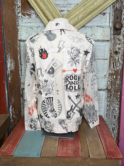 Origami Rock and Roll Faux Suede Trimmed Mesh Jacket